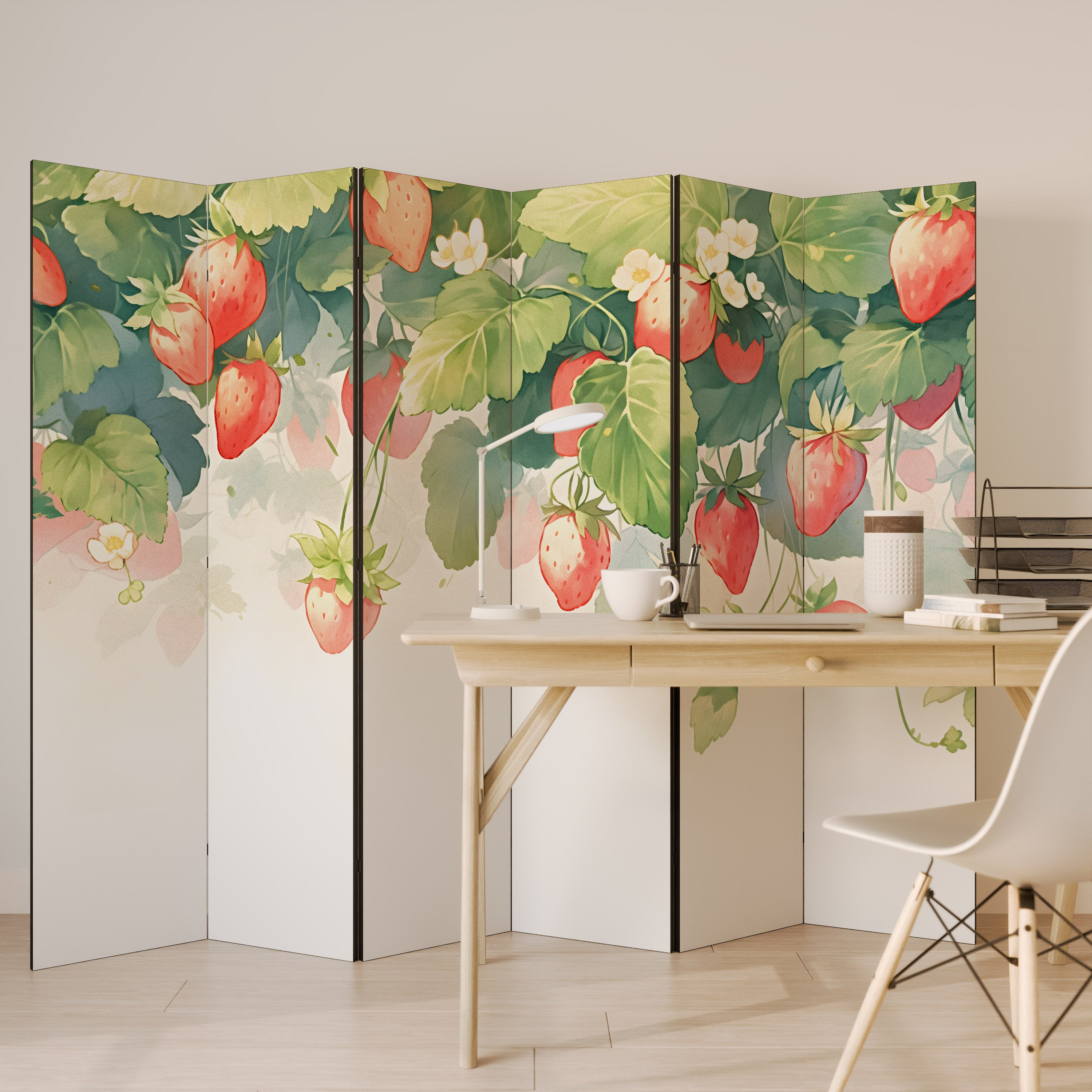 STRAWBERRY DREAMSCAPE Dekoracyjny parawan 6-skrzydłowy