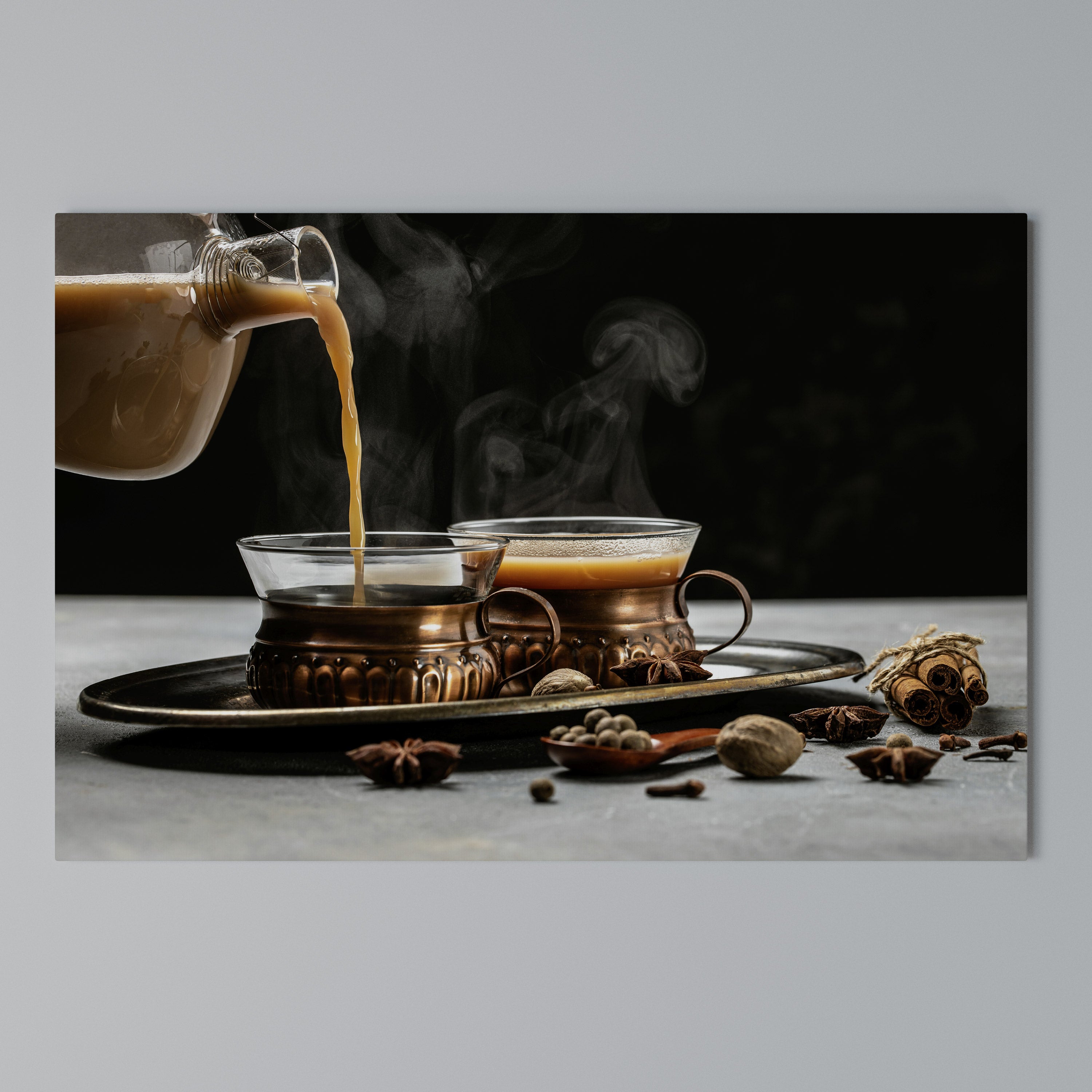 STEAMING SIPS OF SERENITY Poziomy obraz na płótnie