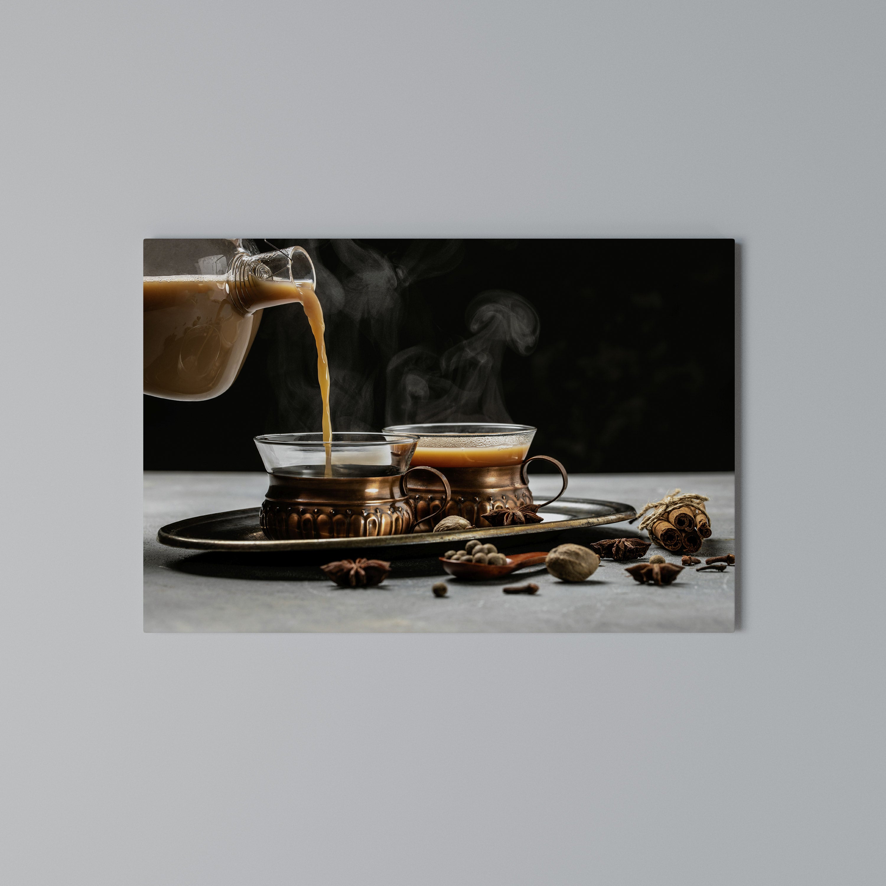 STEAMING SIPS OF SERENITY Poziomy obraz na płótnie