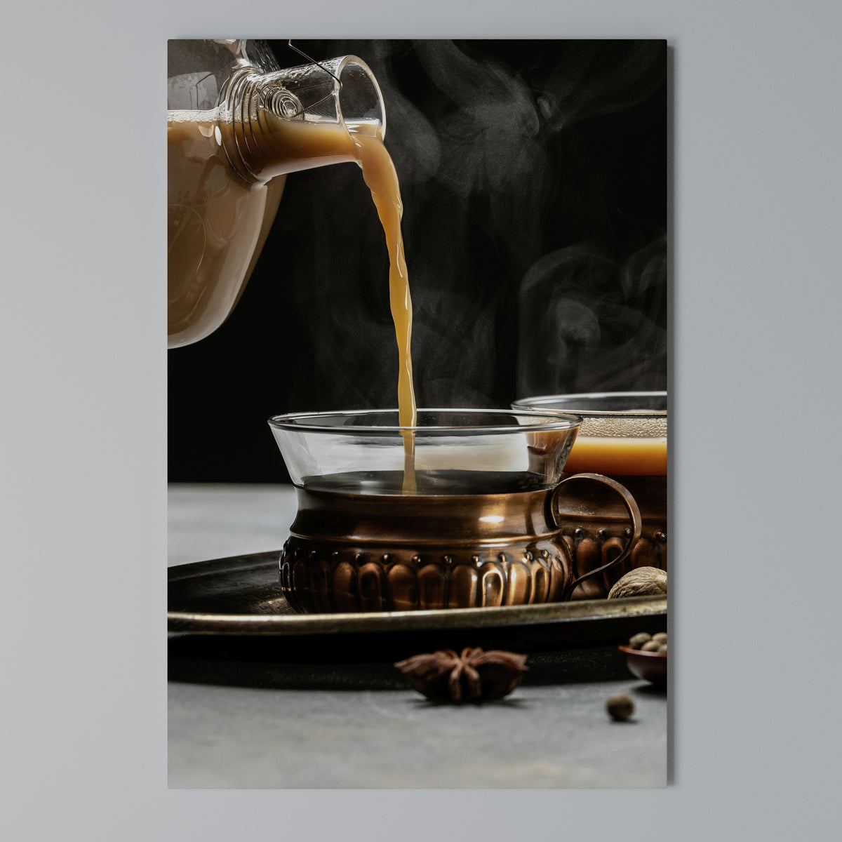 STEAMING SIPS OF SERENITY Pionowy obraz na płótnie
