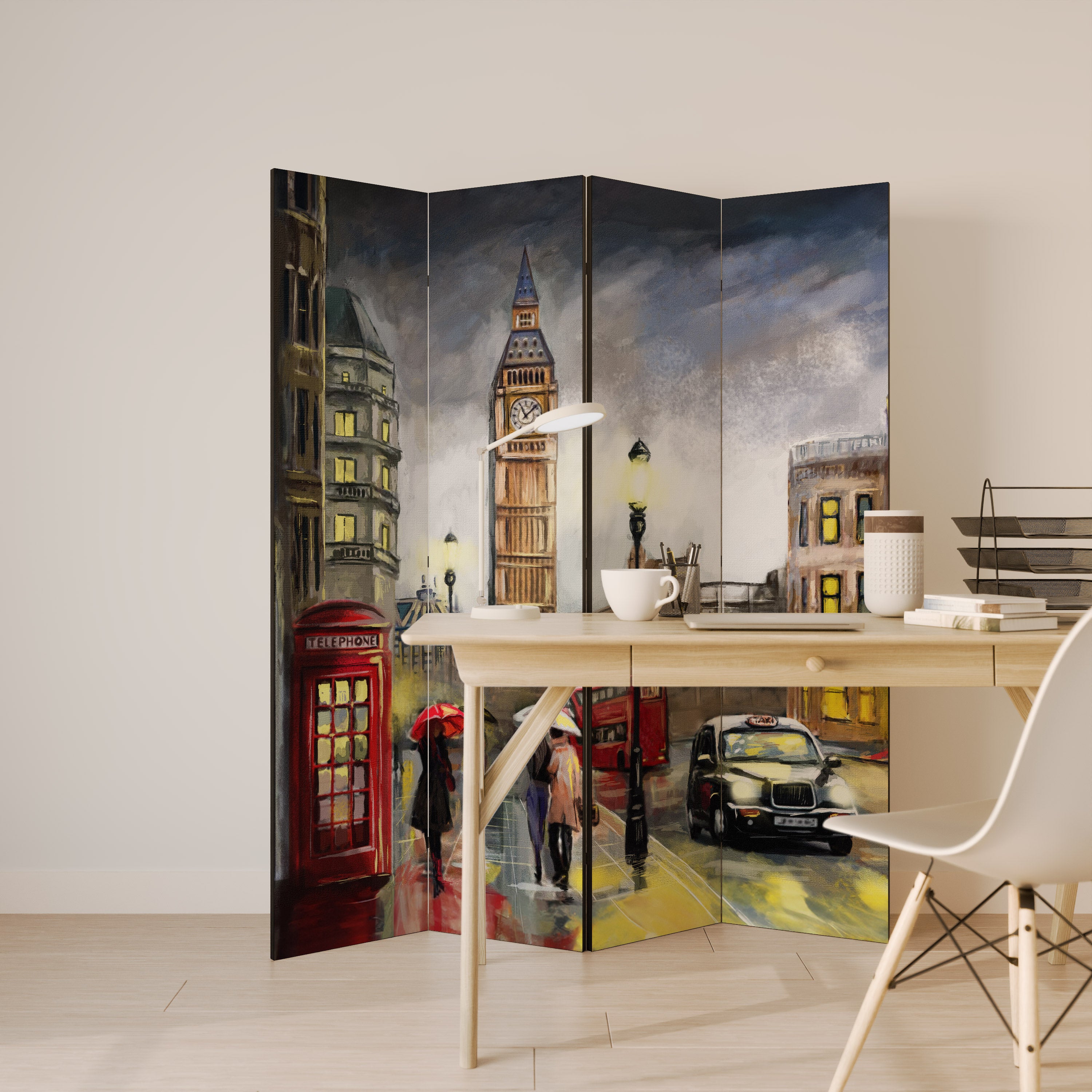 LONDON'S TIMELESS VIBES Dekoracyjny parawan 4-skrzydłowy