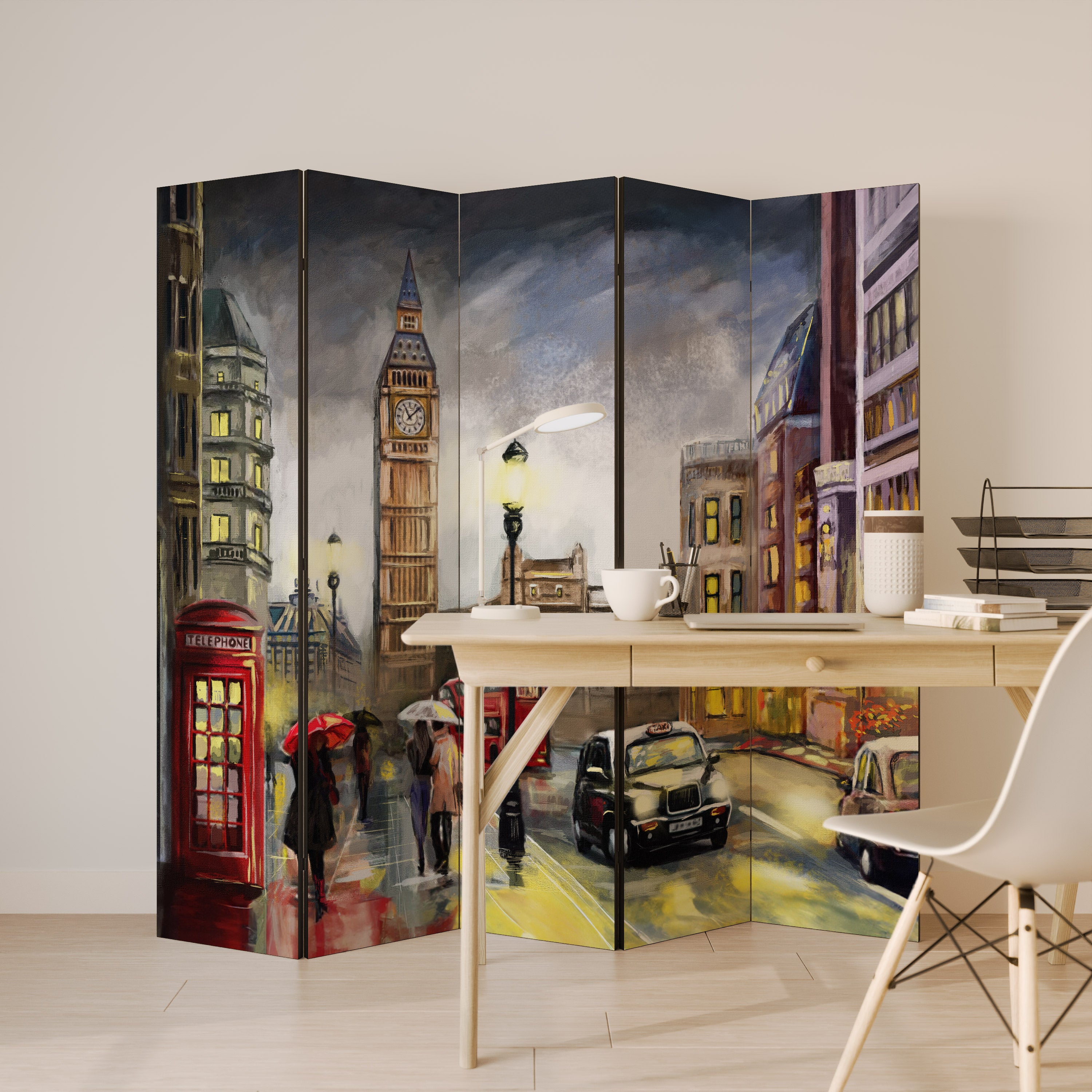 LONDON'S TIMELESS VIBES Dekoracyjny parawan 5-skrzydłowy