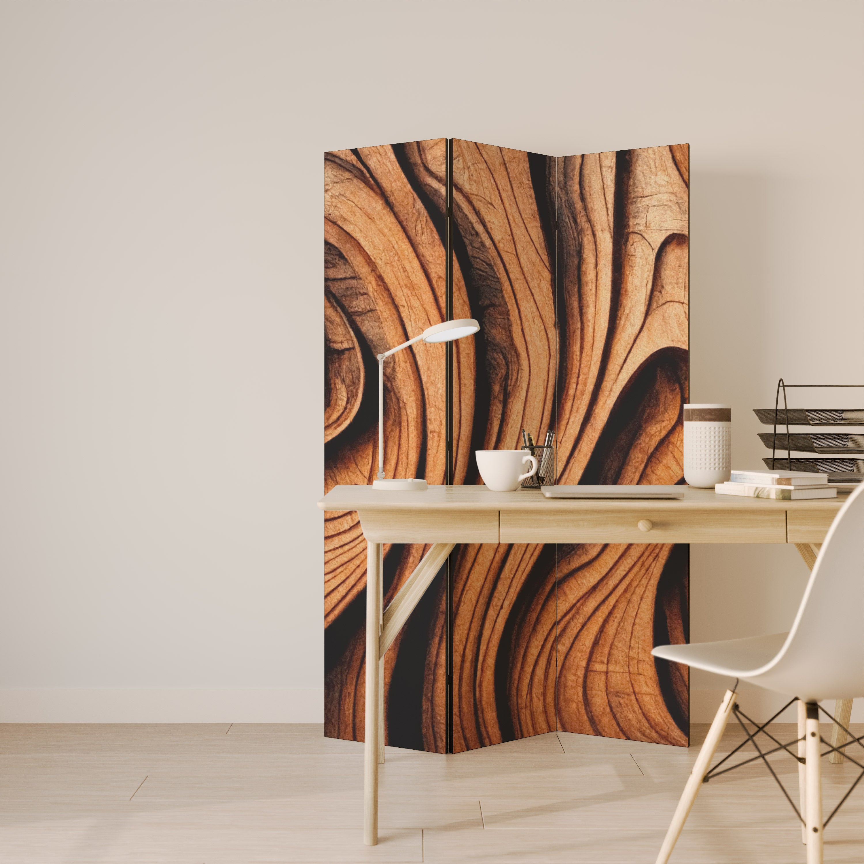WOODEN WAVES UNFOLDED Dekoracyjny parawan 3-skrzydłowy