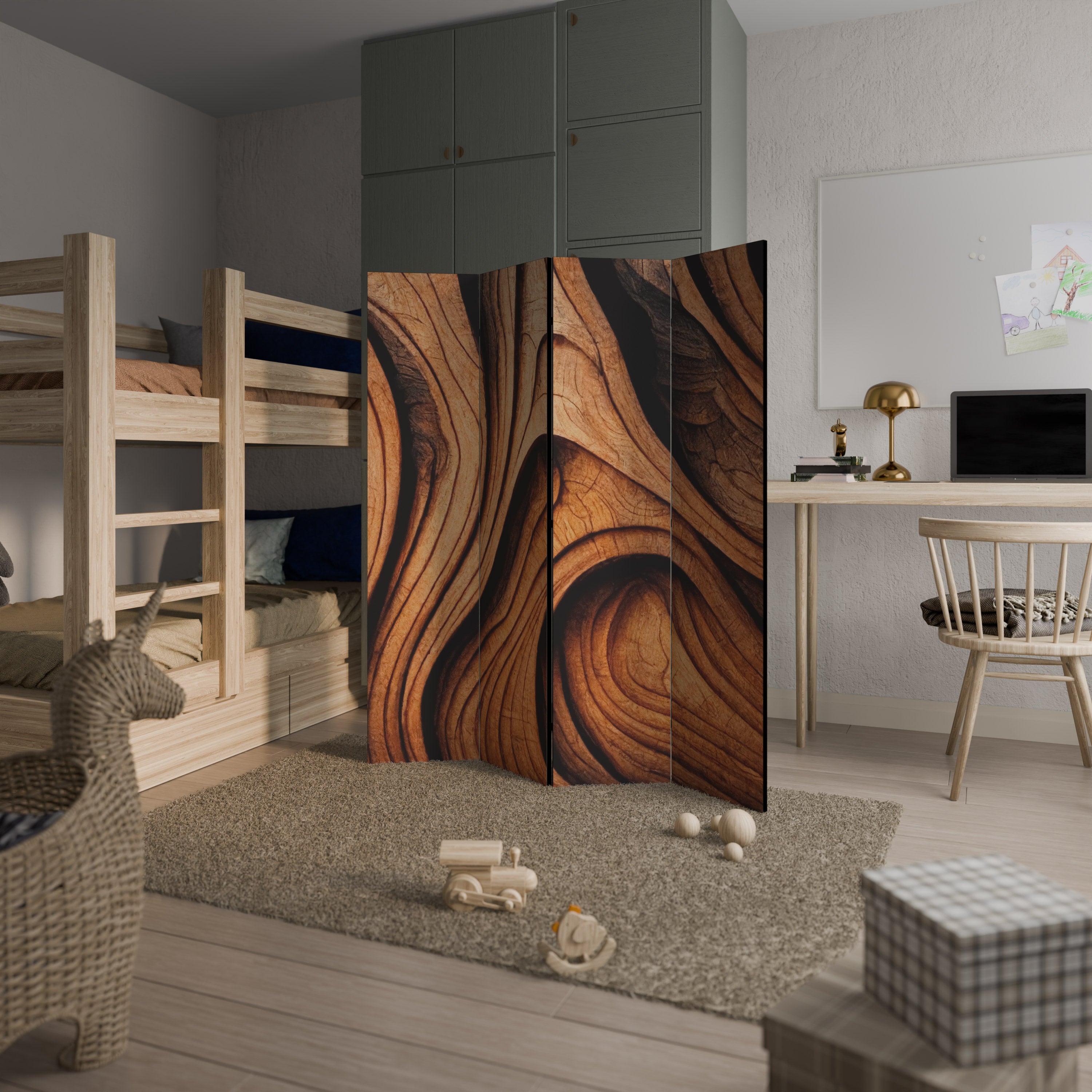 WOODEN WAVES UNFOLDED Dekoracyjny parawan 4-skrzydłowy