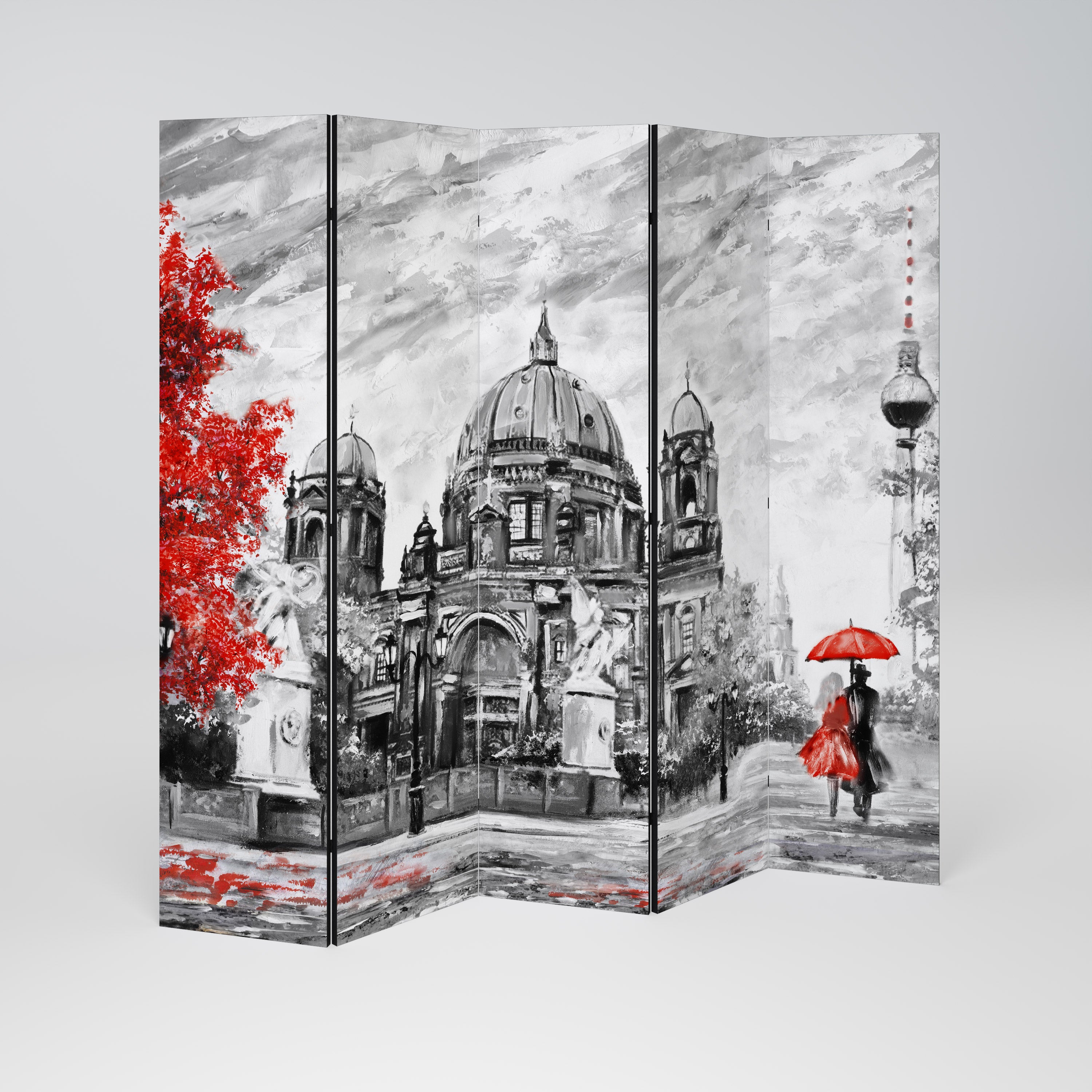 RED LEAVES EMBRACE Dekoracyjny parawan 5-skrzydłowy