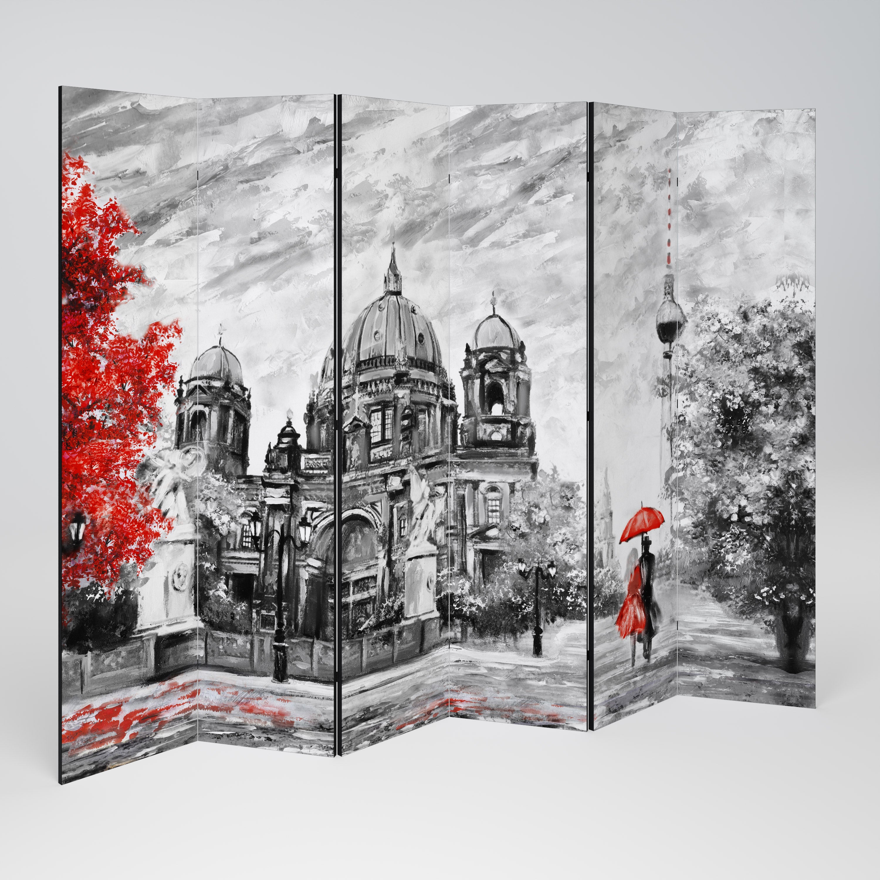 RED LEAVES EMBRACE Dekoracyjny parawan 6-skrzydłowy