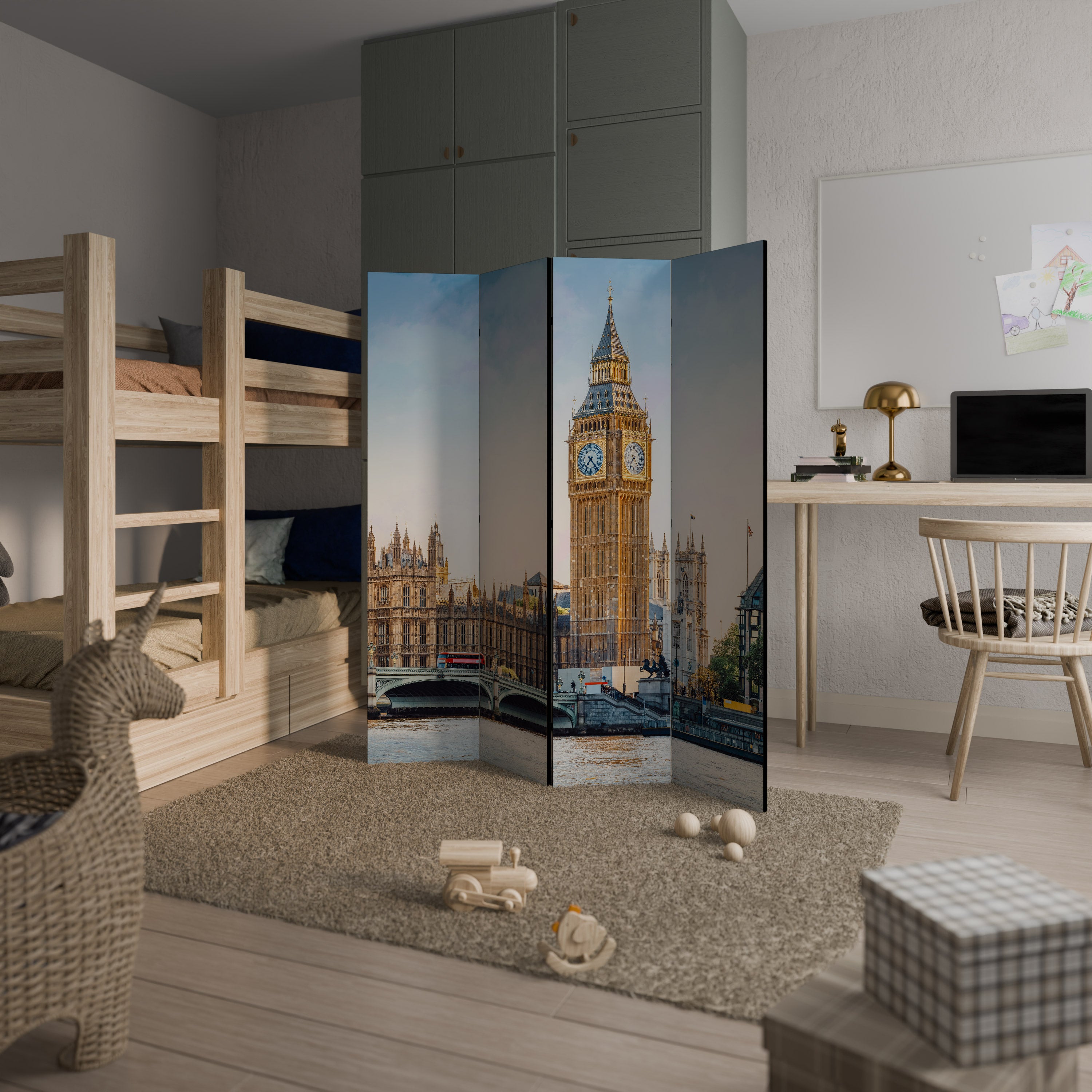 TIMELESS LONDON ELEGANCE Dekoracyjny parawan 4-skrzydłowy
