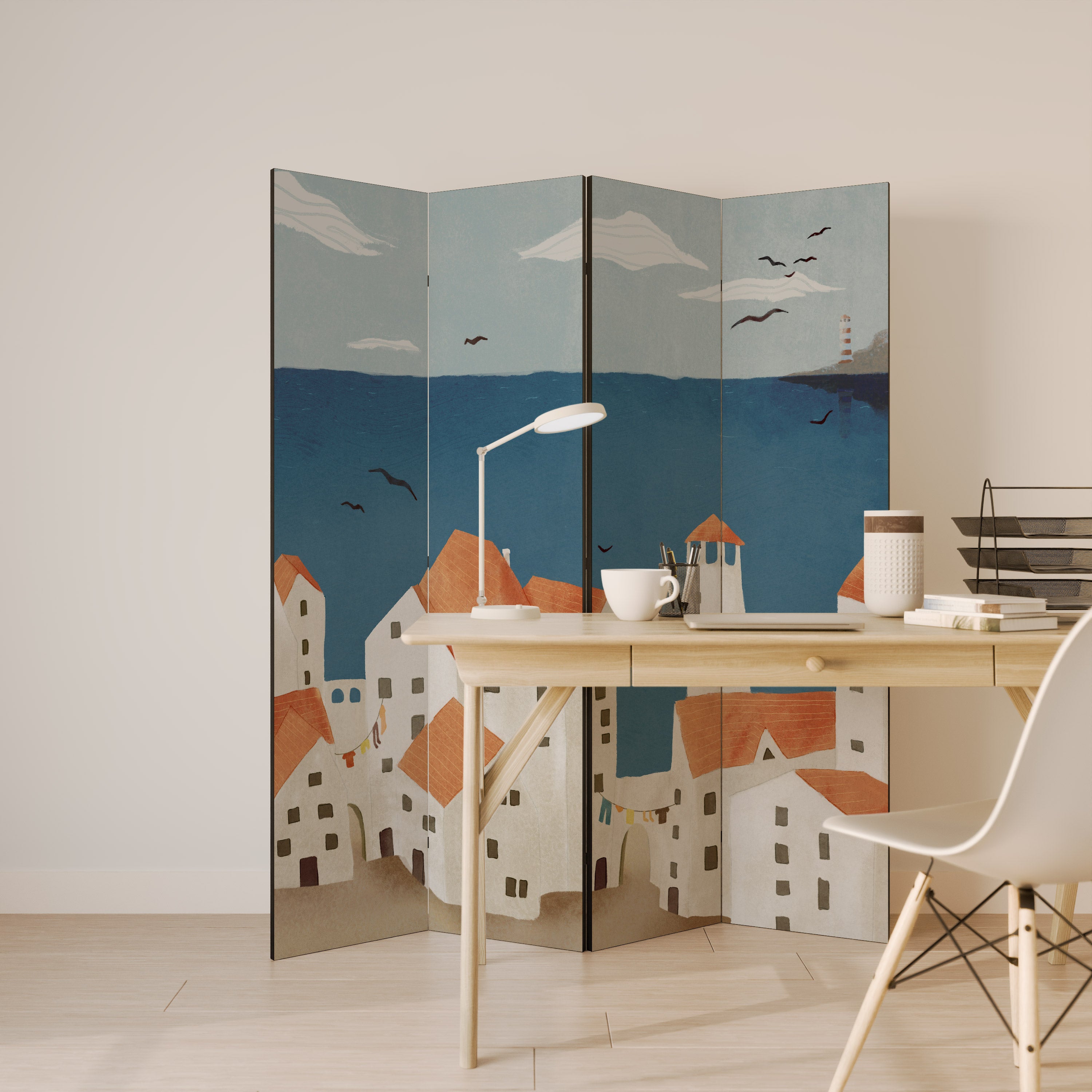 COASTLAND VILLAGE Dekoracyjny parawan 4-skrzydłowy