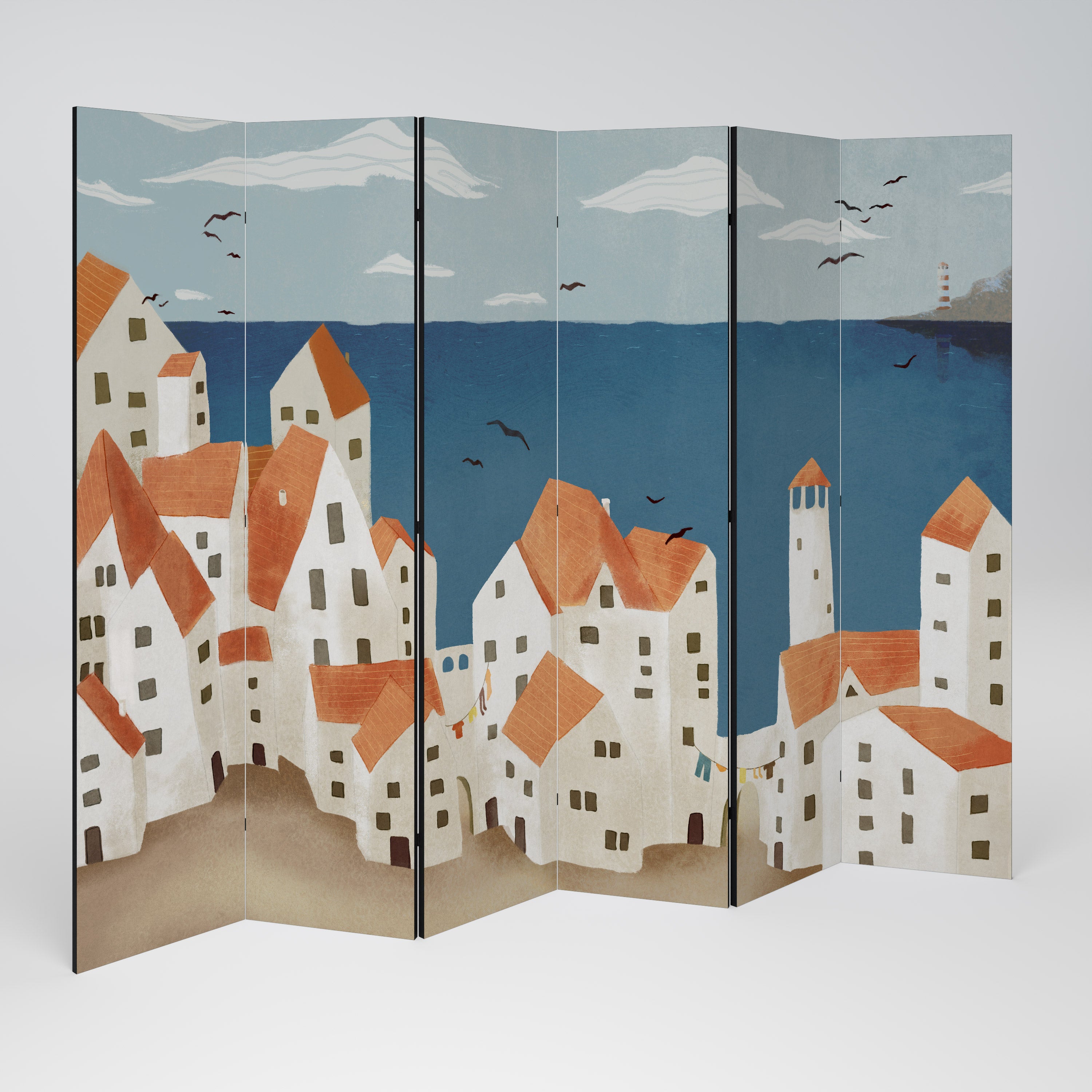COASTLAND VILLAGE Dekoracyjny parawan 6-skrzydłowy