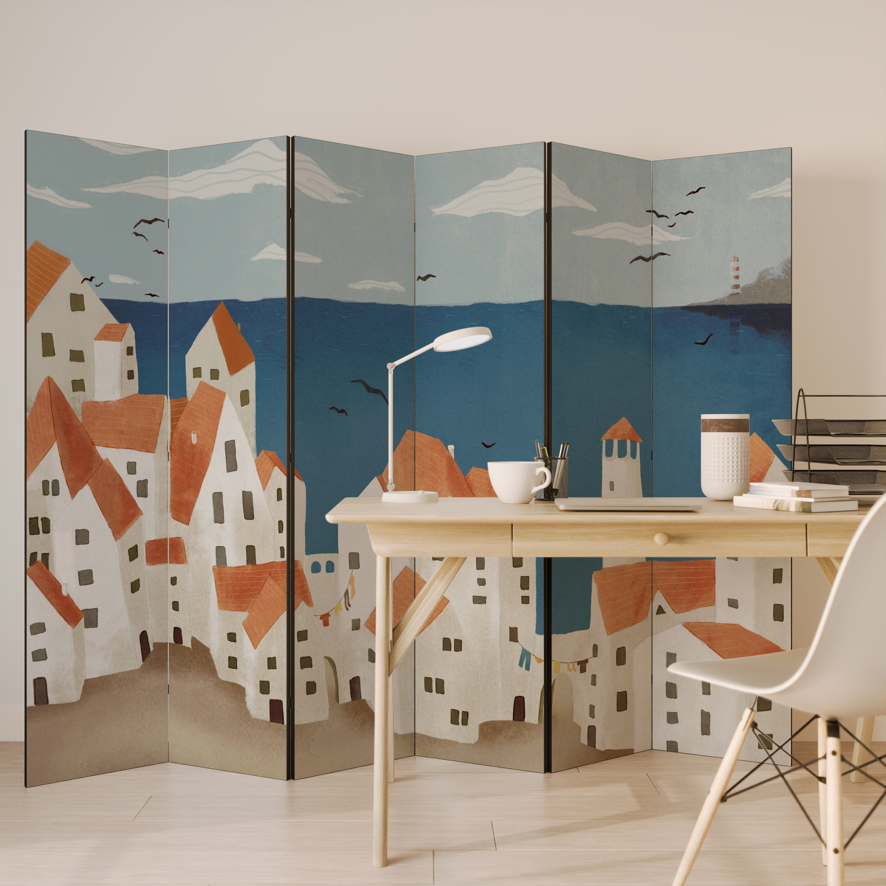 COASTLAND VILLAGE Dekoracyjny parawan 6-skrzydłowy