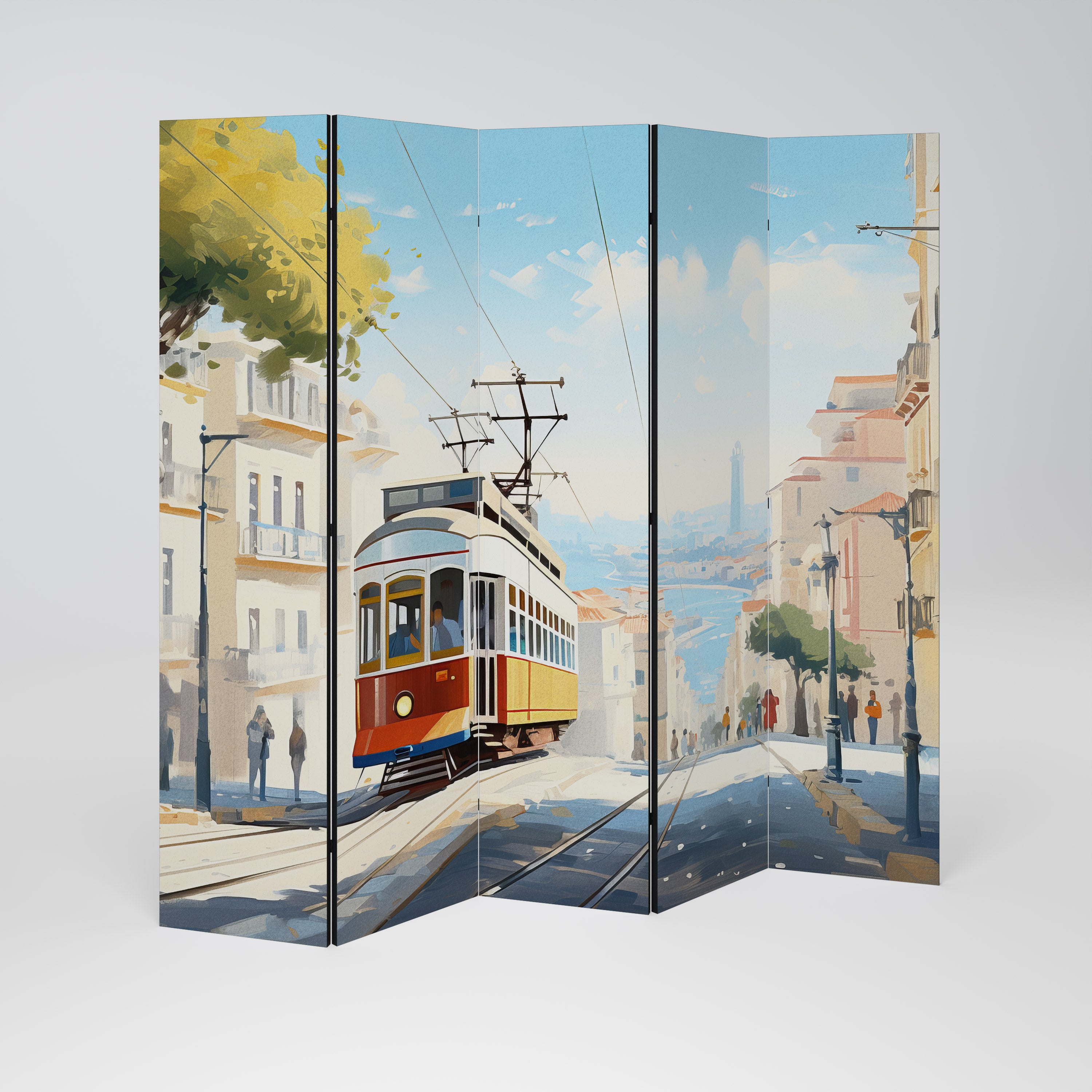 TRAMWAY DREAMSCAPE Dekoracyjny parawan 5-skrzydłowy