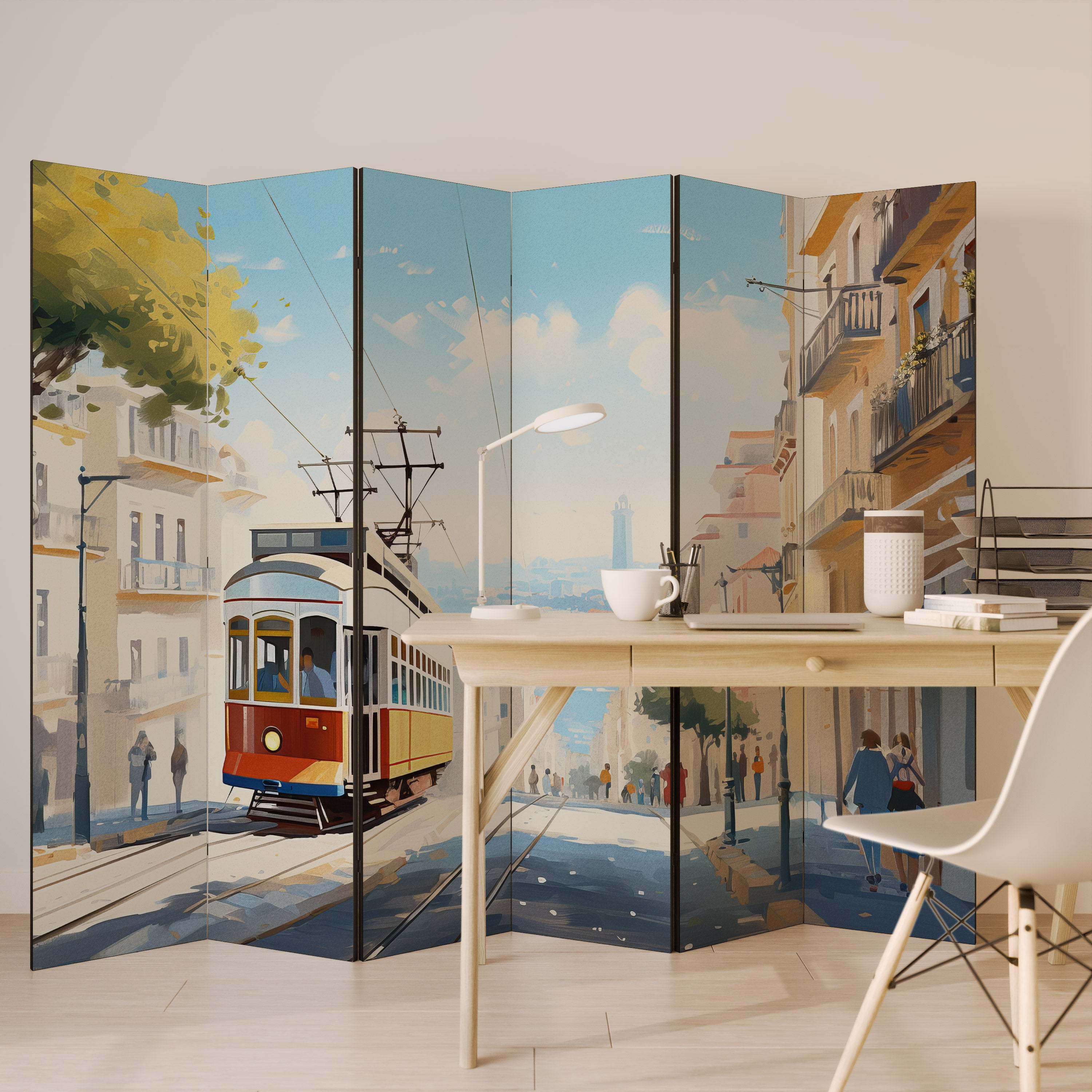 TRAMWAY DREAMSCAPE Dekoracyjny parawan 6-skrzydłowy