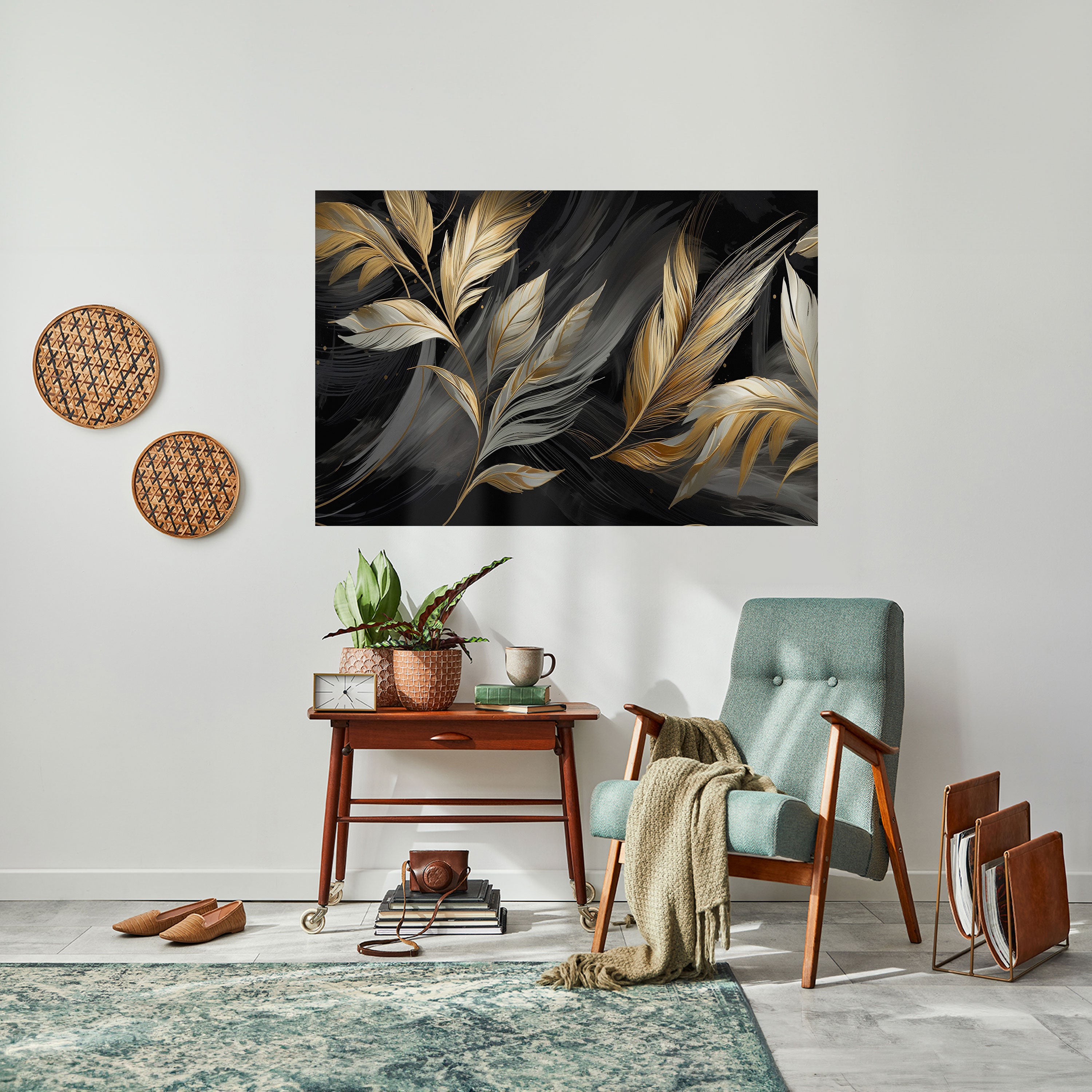 MYSTIC GOLD LEAVES Naklejka/Plakat poziomy