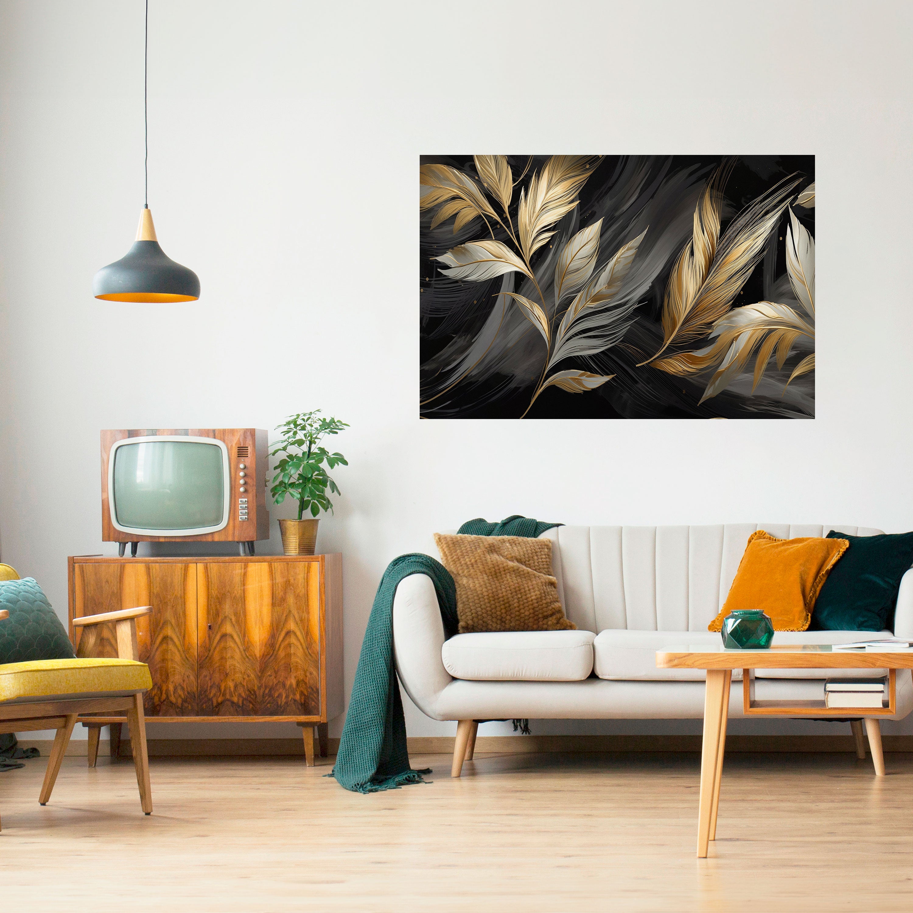 MYSTIC GOLD LEAVES Naklejka/Plakat poziomy