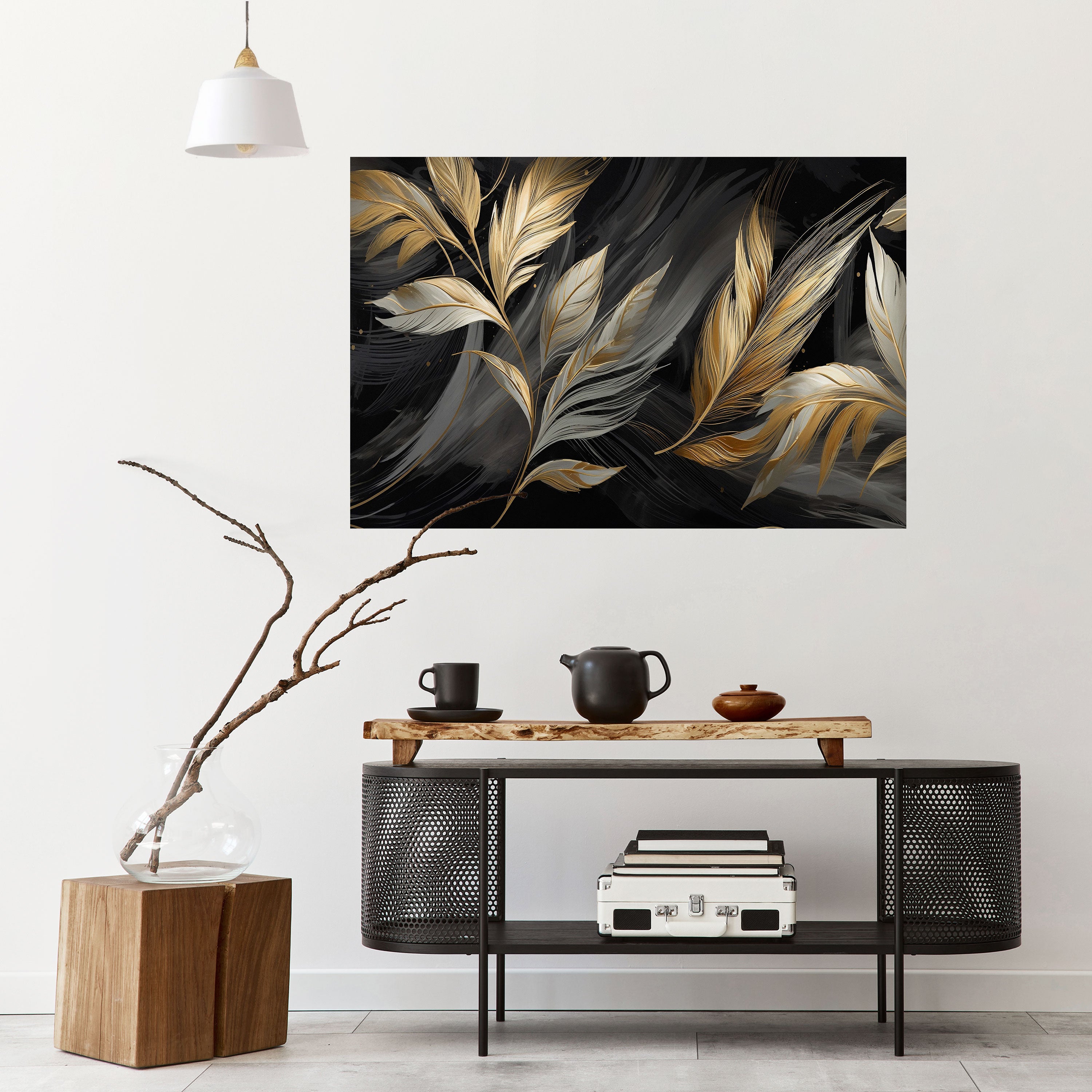 MYSTIC GOLD LEAVES Naklejka/Plakat poziomy
