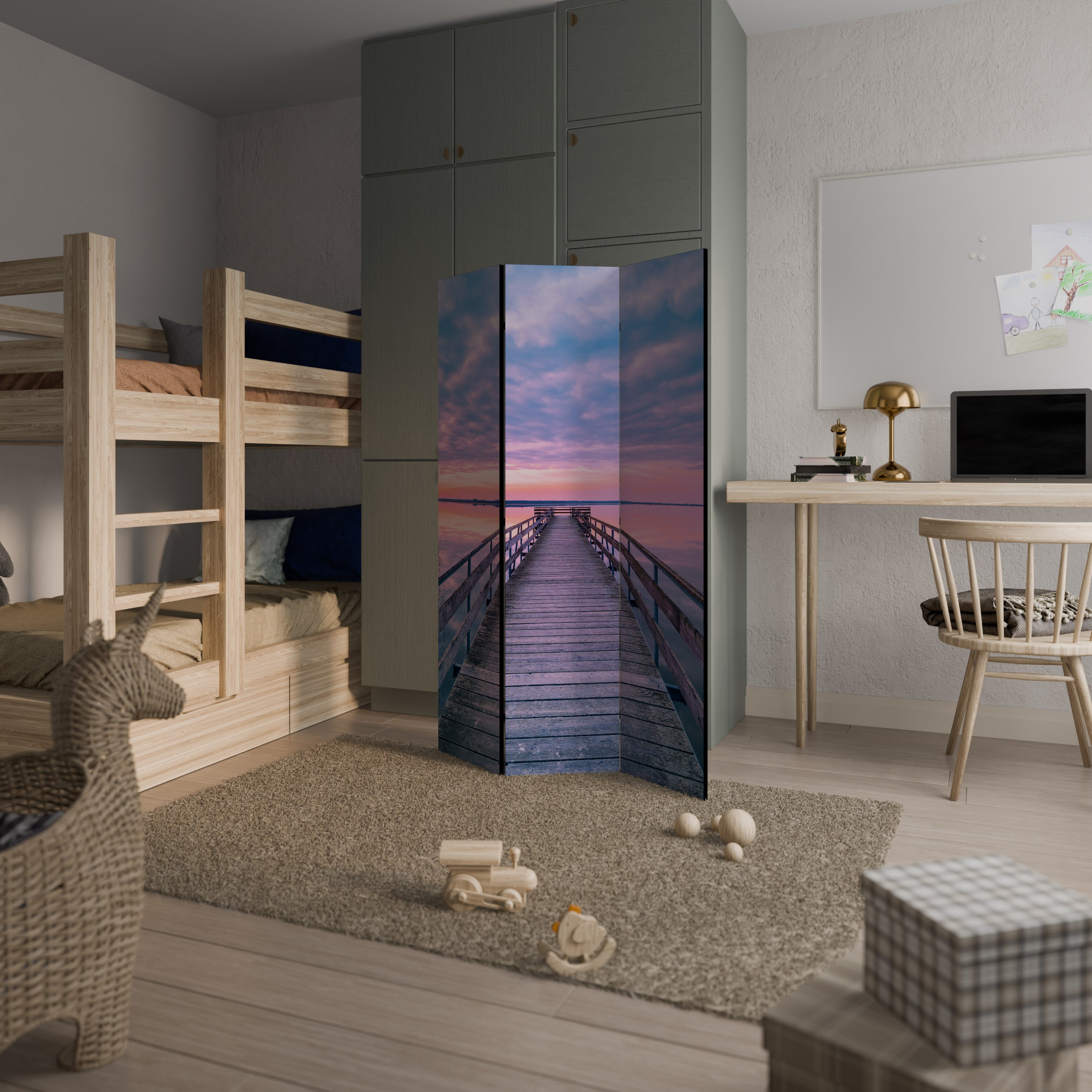 PASTEL PROMENADE Dekoracyjny parawan 3-skrzydłowy