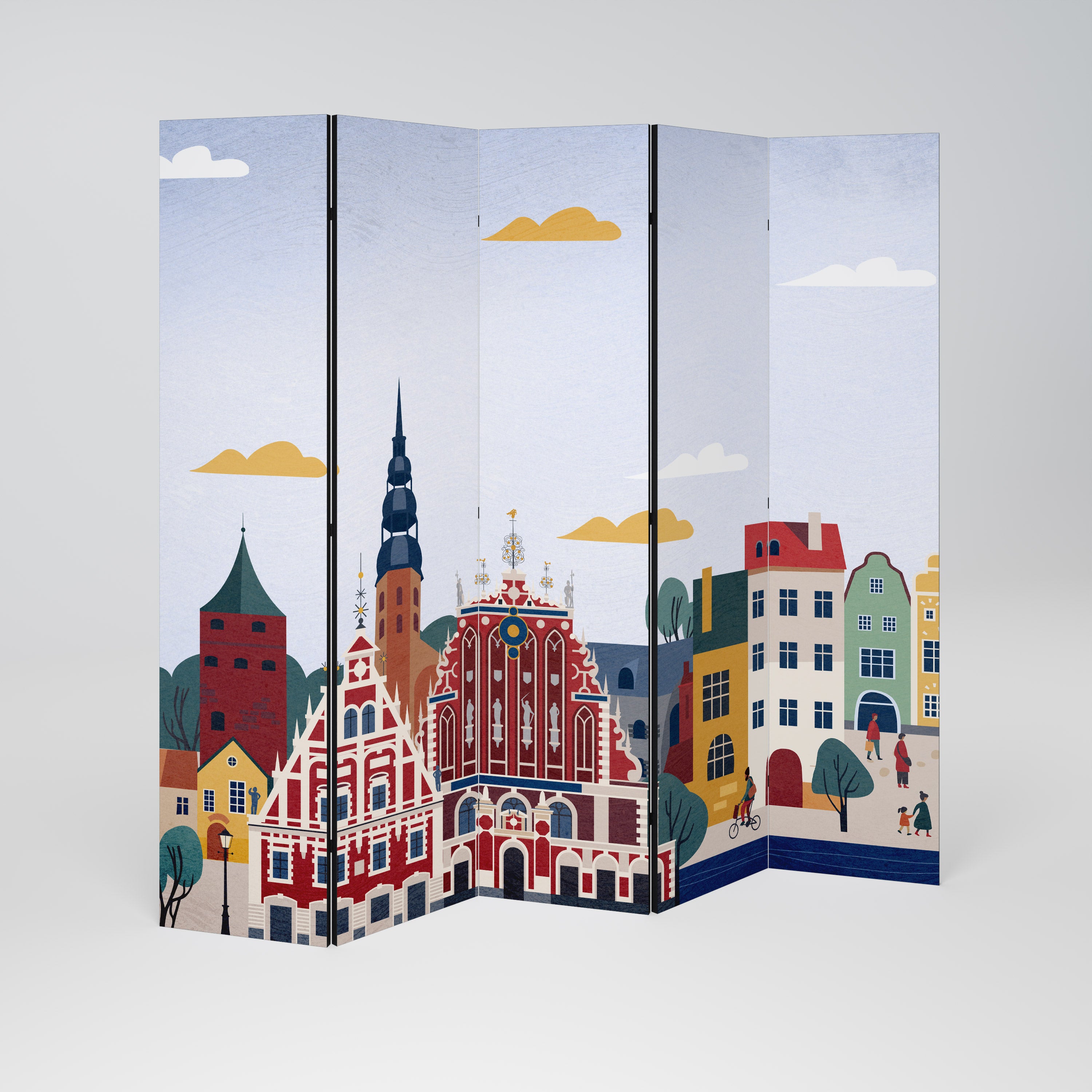 MEMORY OF RIGA Dekoracyjny parawan 5-skrzydłowy