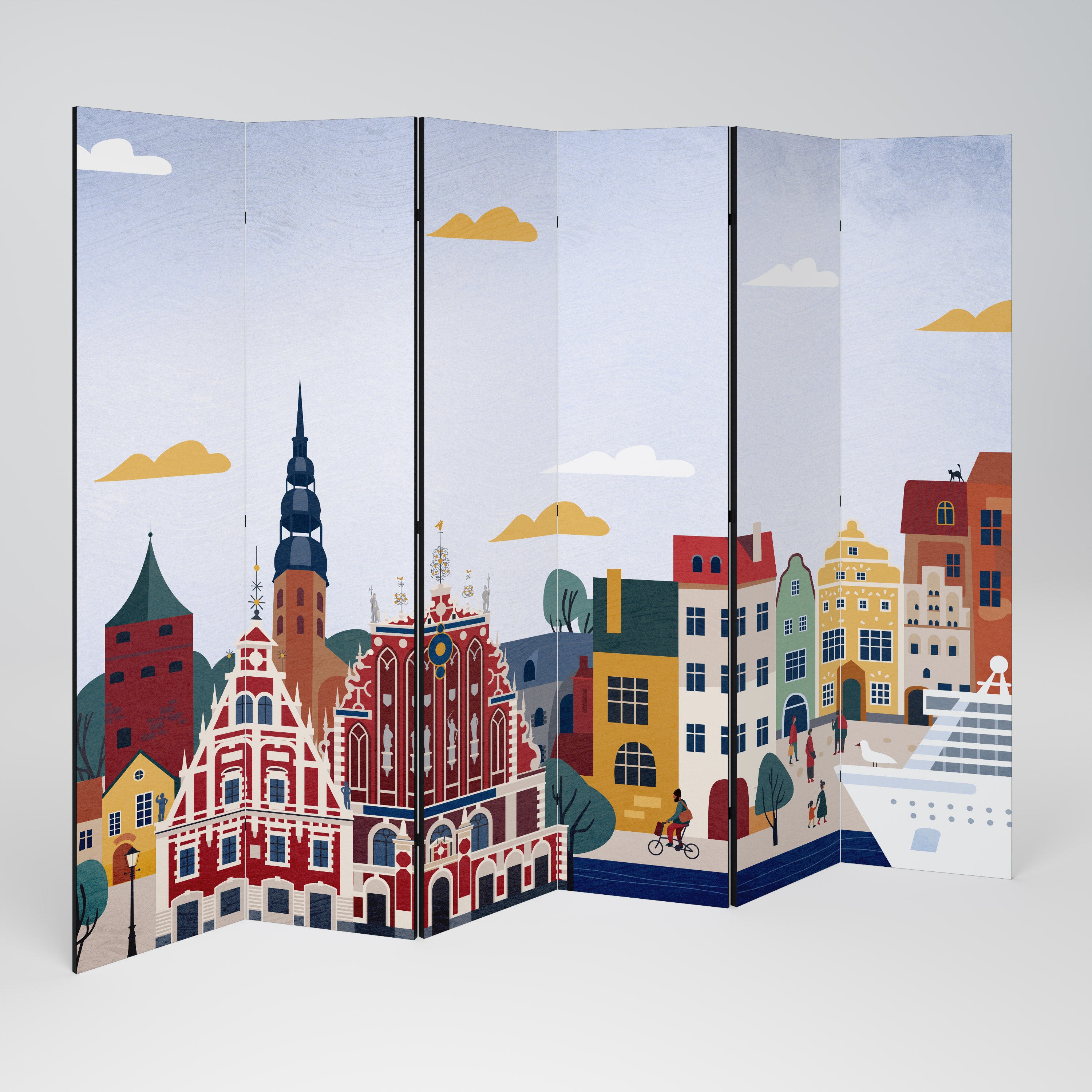 MEMORY OF RIGA Dekoracyjny parawan 6-skrzydłowy
