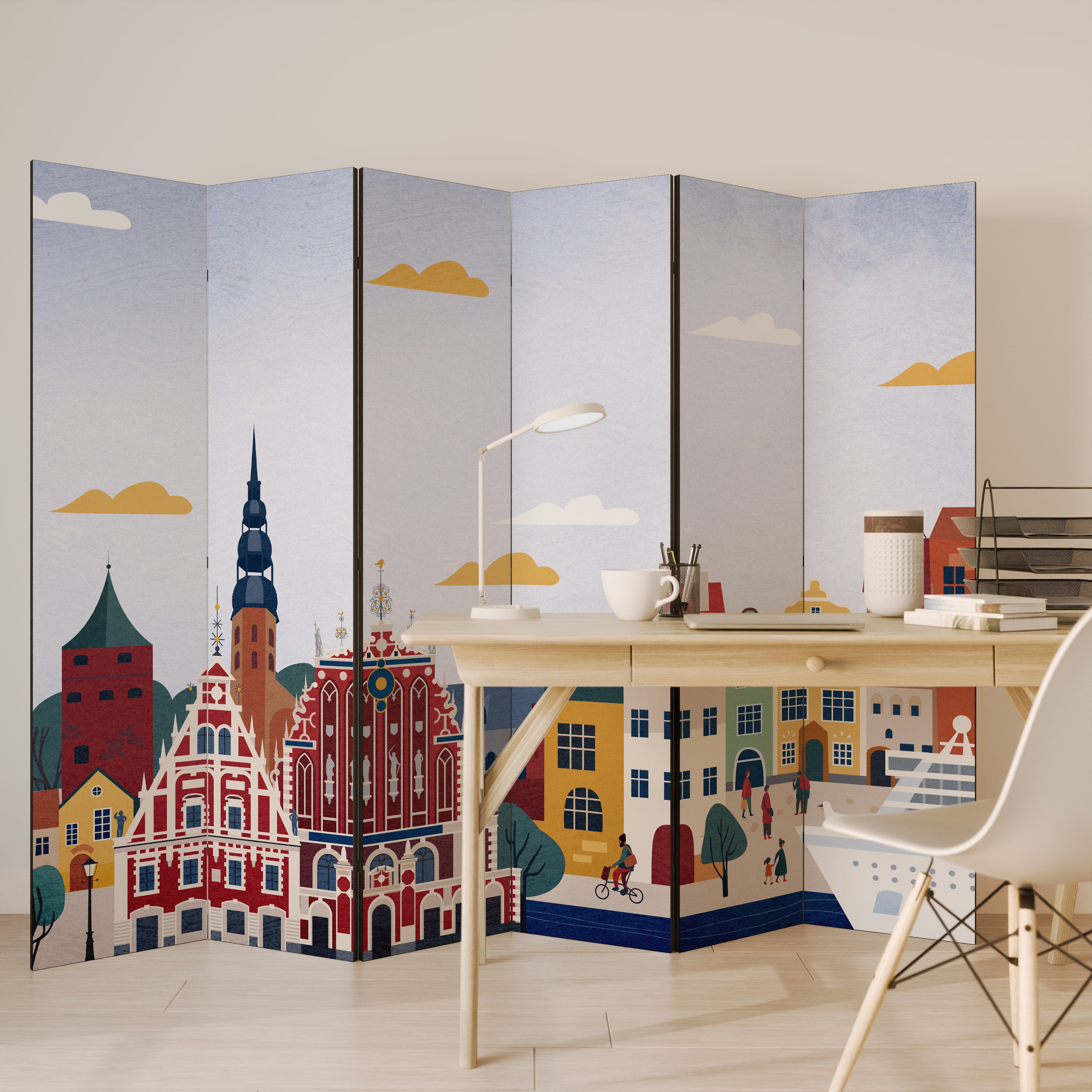 MEMORY OF RIGA Dekoracyjny parawan 6-skrzydłowy