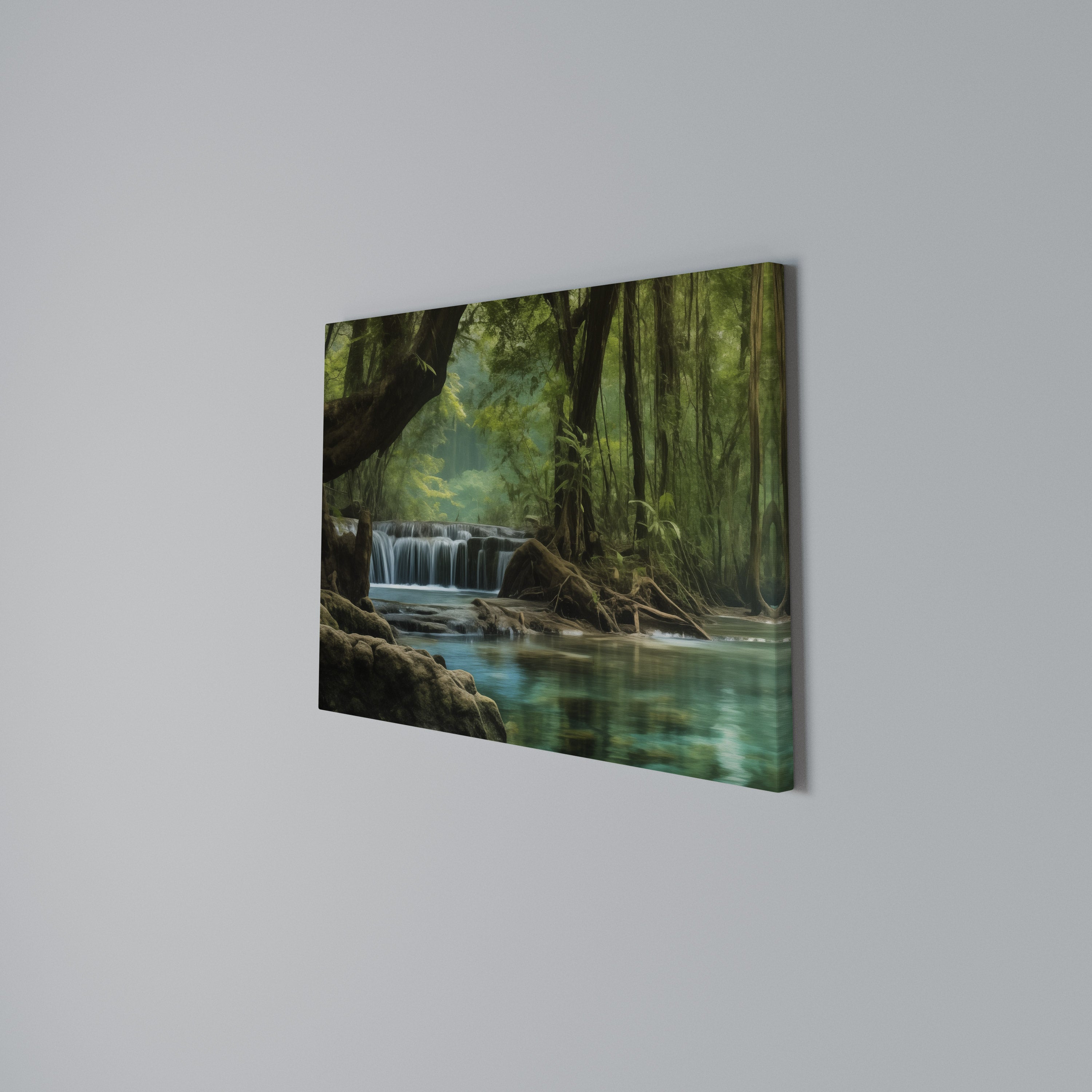 TRANQUIL WATERFALL ESCAPE Poziomy obraz na płótnie