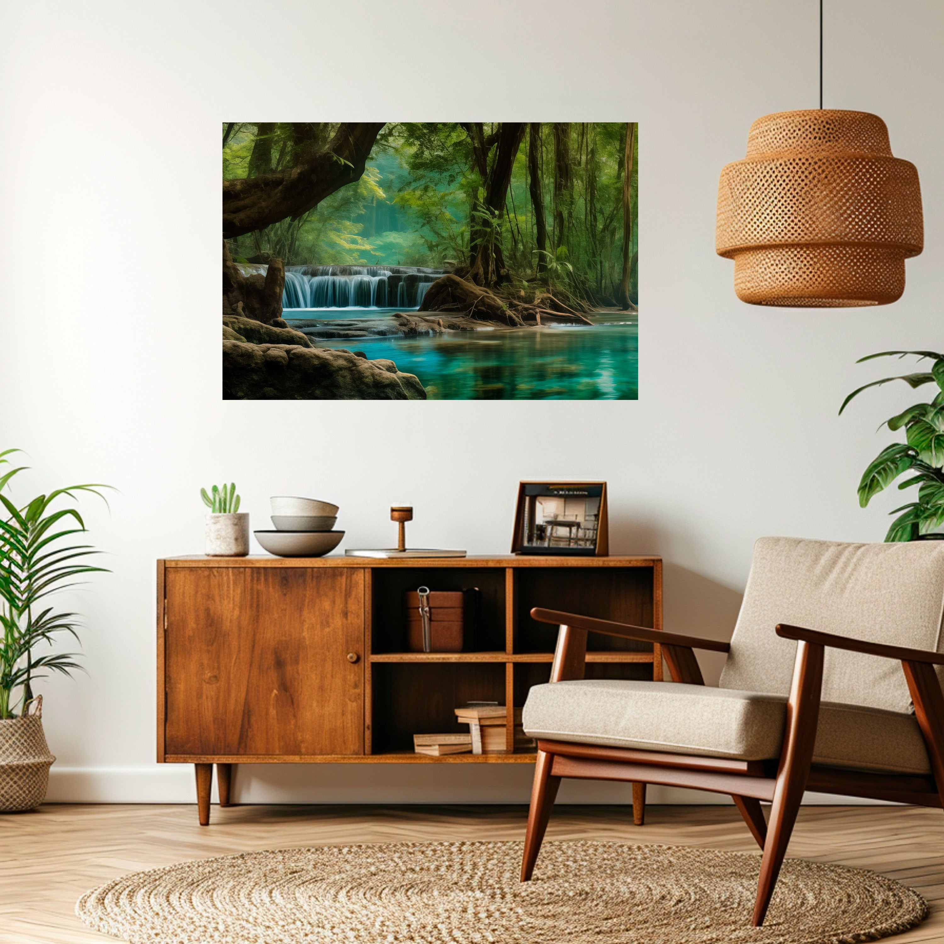 TRANQUIL WATERFALL ESCAPE Naklejka/Plakat poziomy