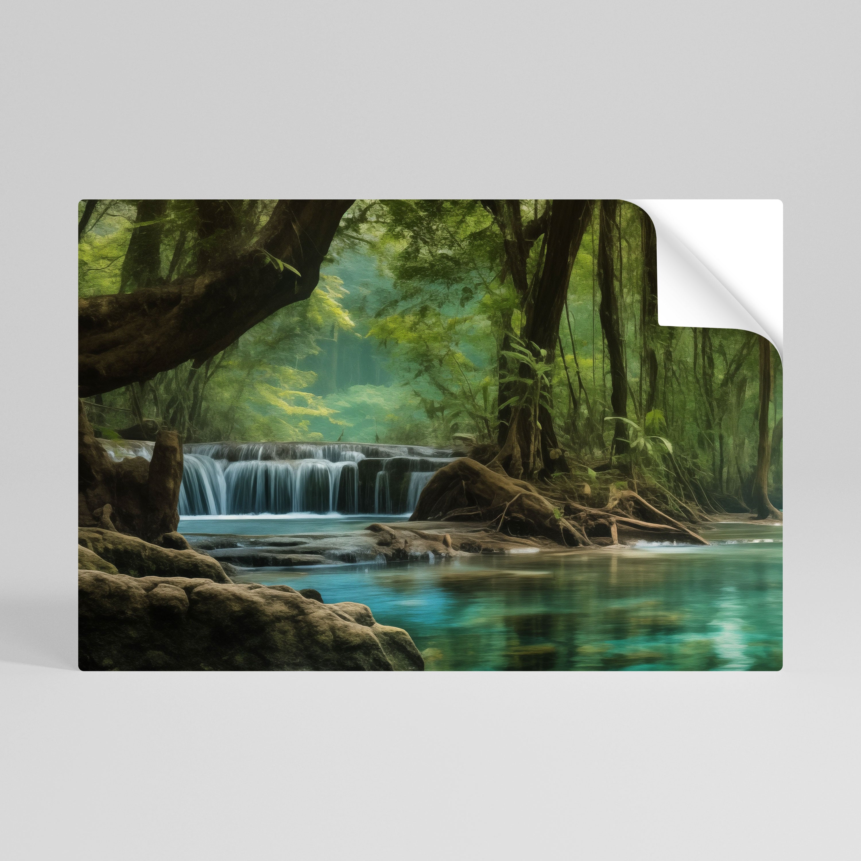 TRANQUIL WATERFALL ESCAPE Naklejka/Plakat poziomy