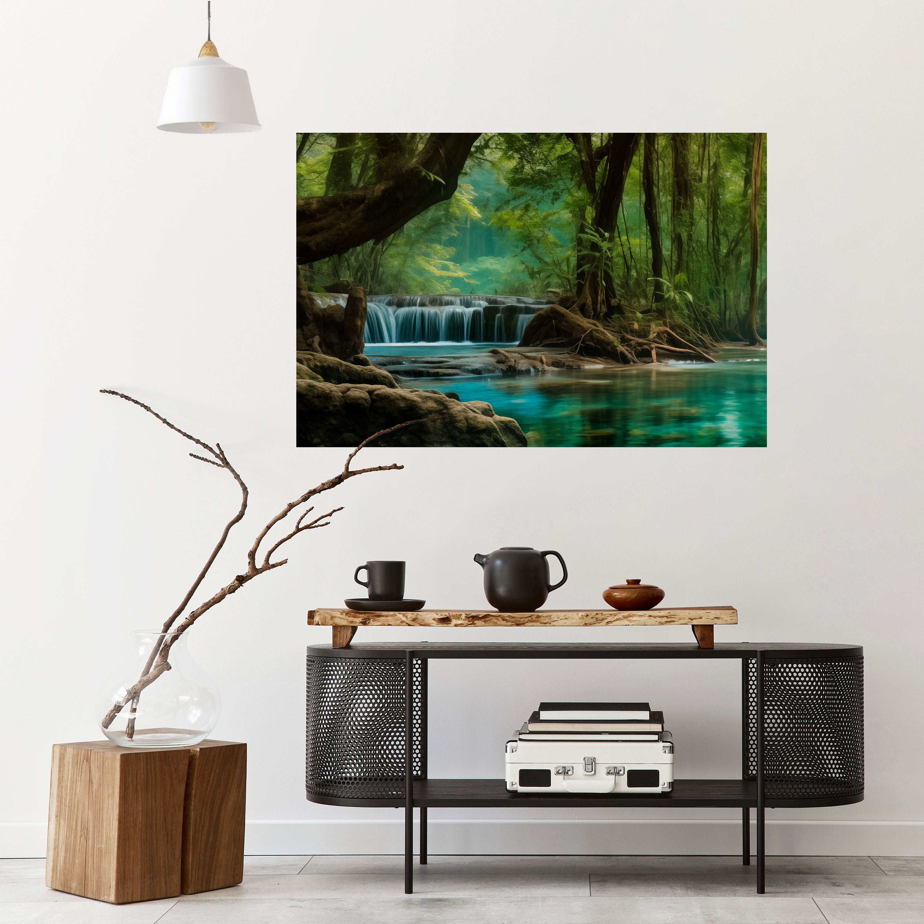 TRANQUIL WATERFALL ESCAPE Naklejka/Plakat poziomy