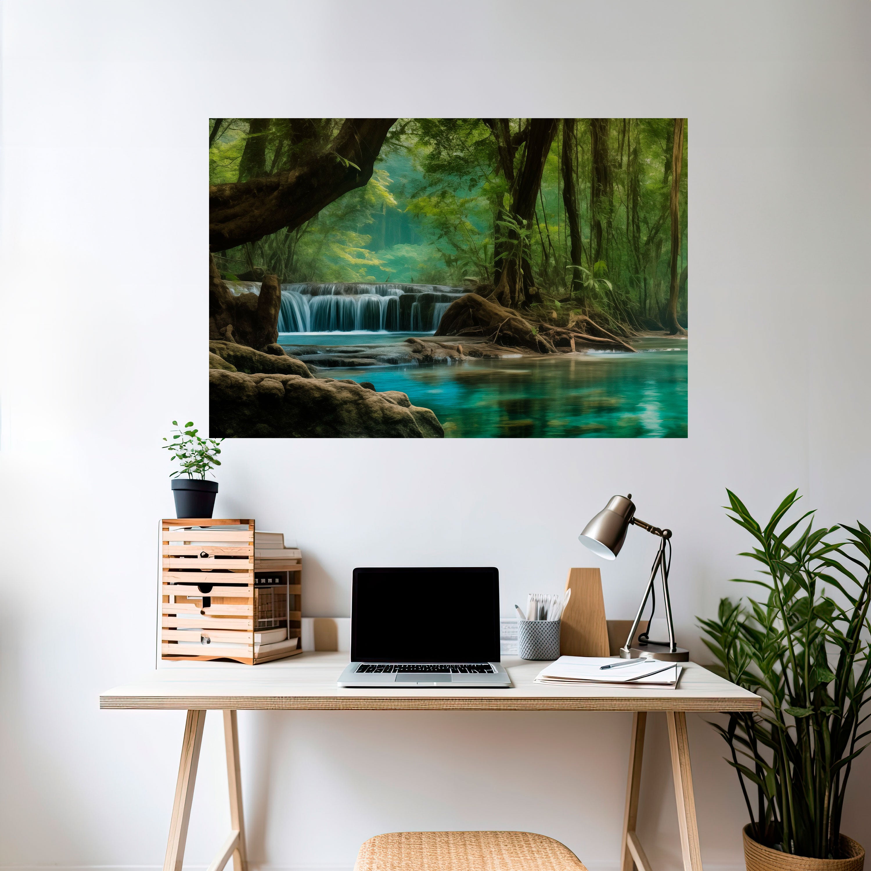 TRANQUIL WATERFALL ESCAPE Naklejka/Plakat poziomy
