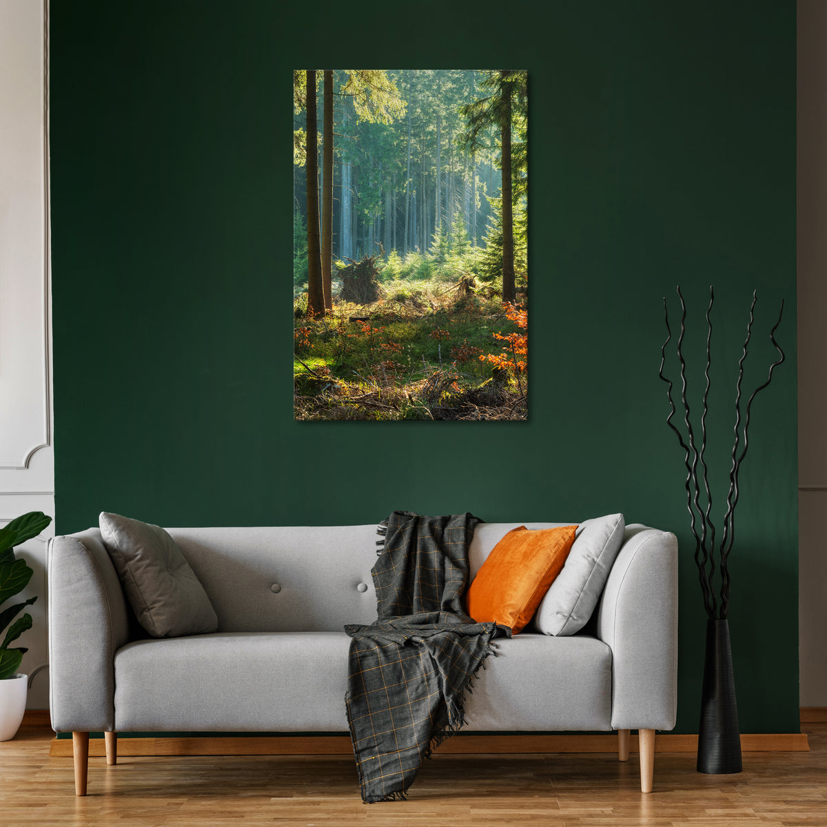 SUNLIT FOREST SERENADE Pionowy obraz na płótnie