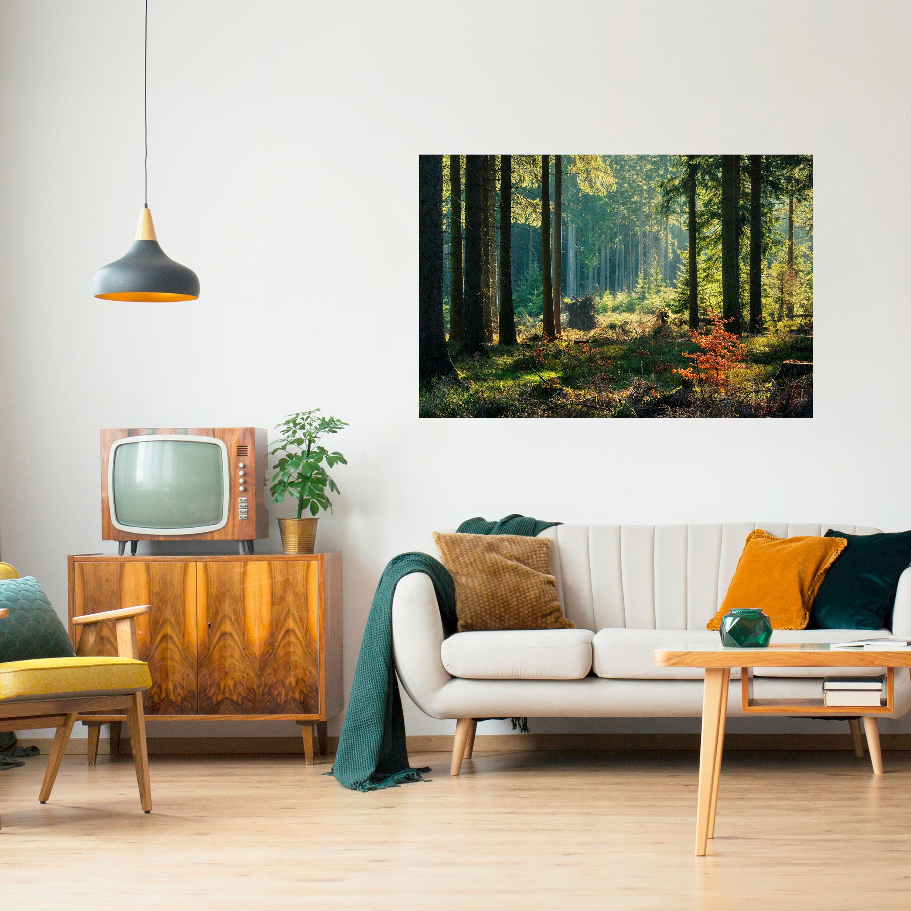 SUNLIT FOREST SERENADE Naklejka/Plakat poziomy