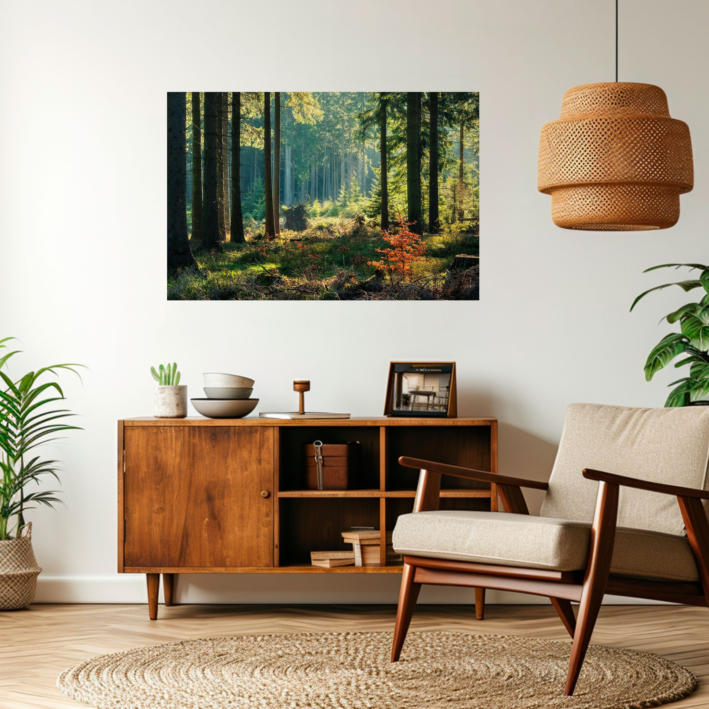 SUNLIT FOREST SERENADE Naklejka/Plakat poziomy