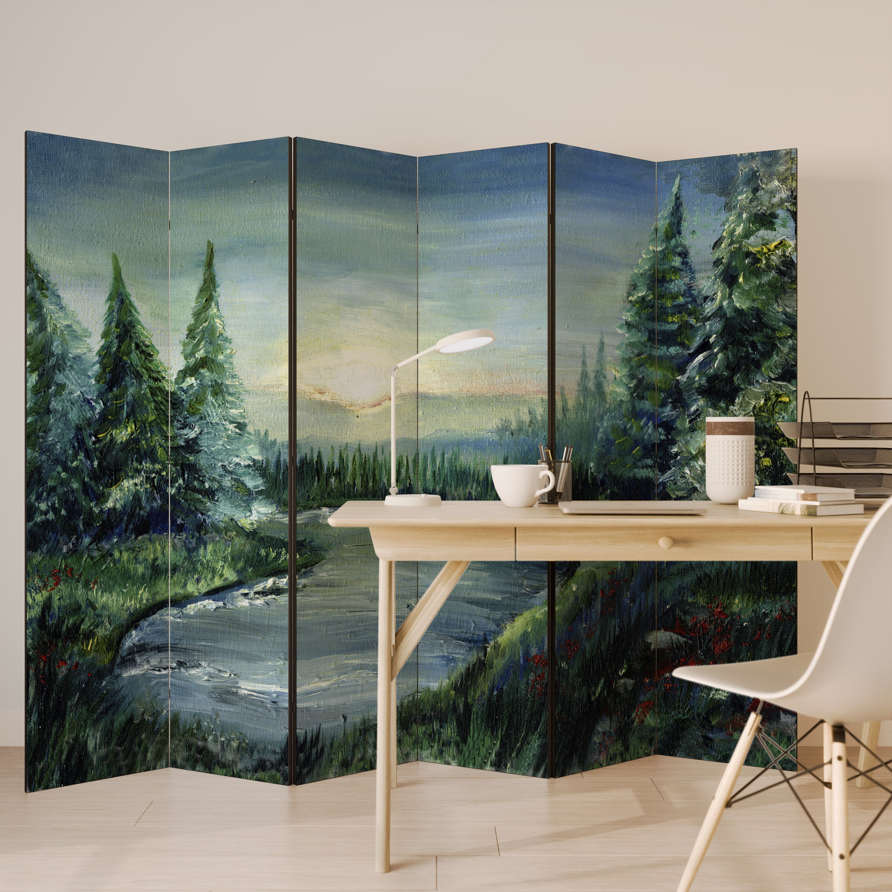 FOREST SUNSET Dekoracyjny parawan 6-skrzydłowy