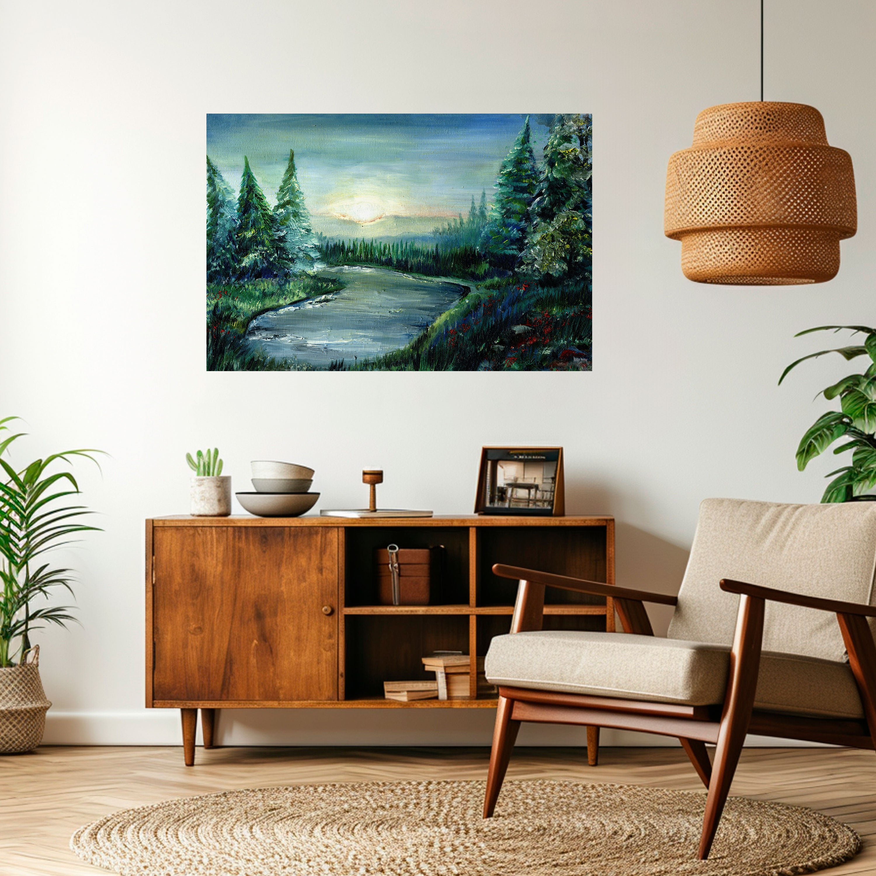 FOREST SUNSET Naklejka/Plakat poziomy