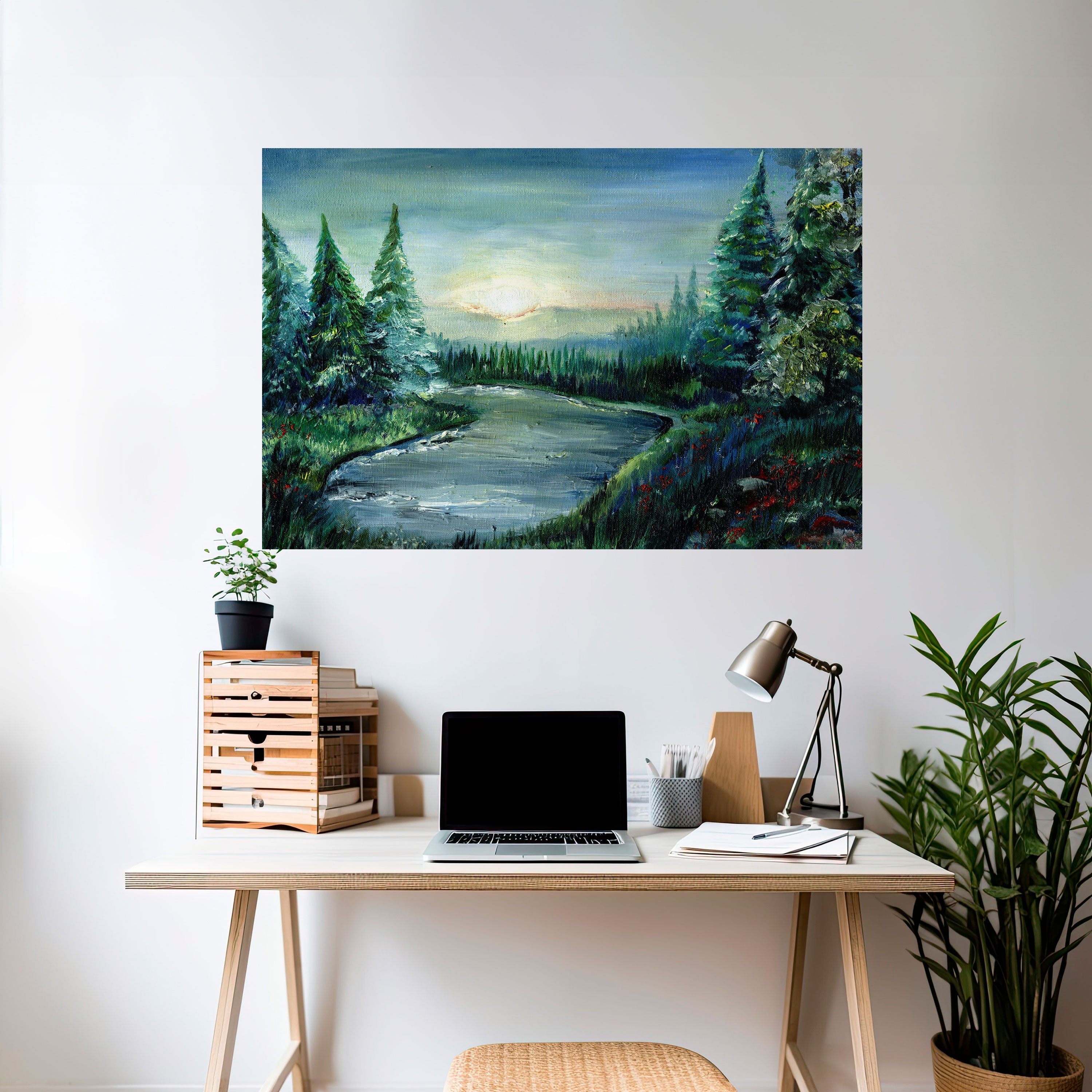 FOREST SUNSET Naklejka/Plakat poziomy