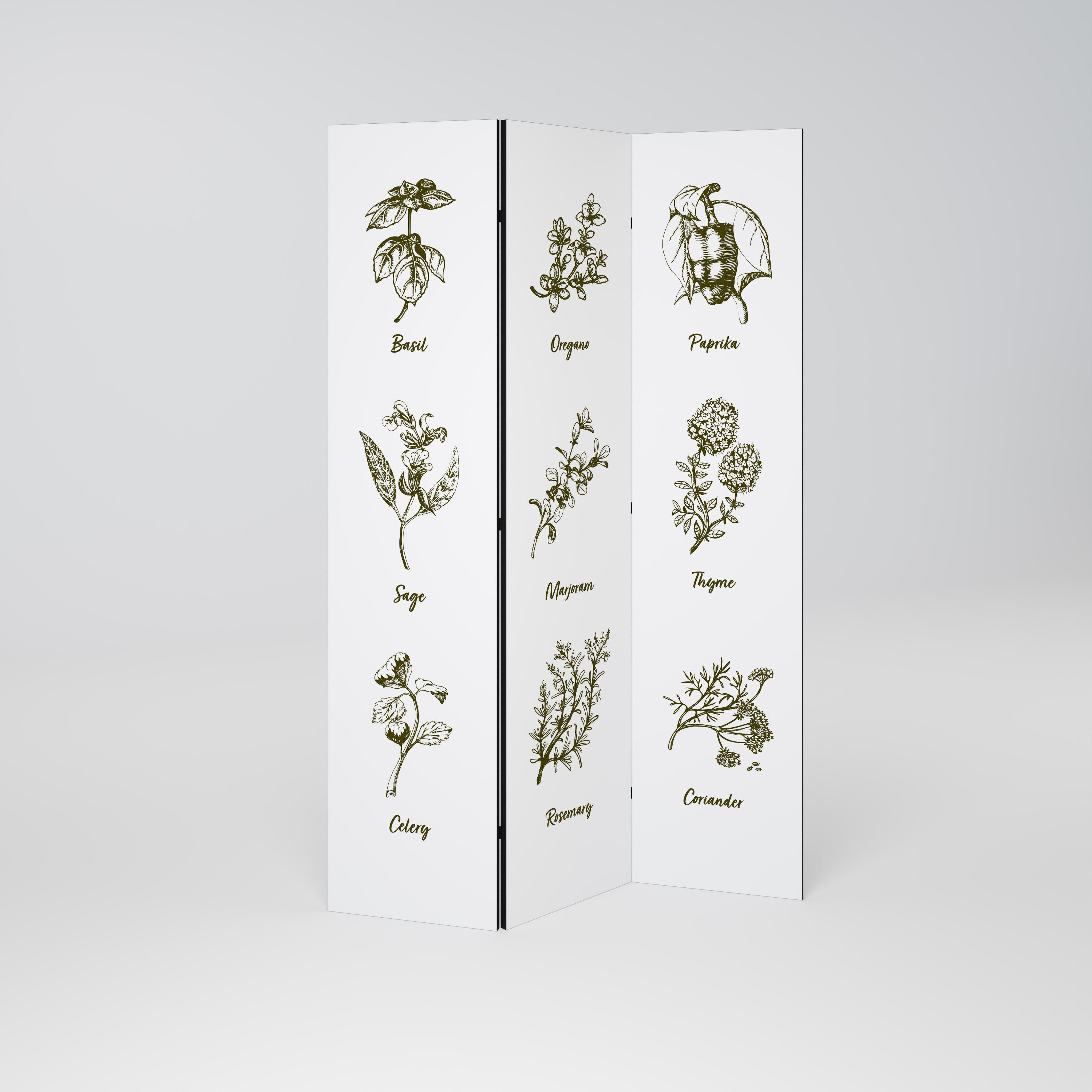 HERBAL FINESSE - ENG Dekoracyjny parawan 3-skrzydłowy