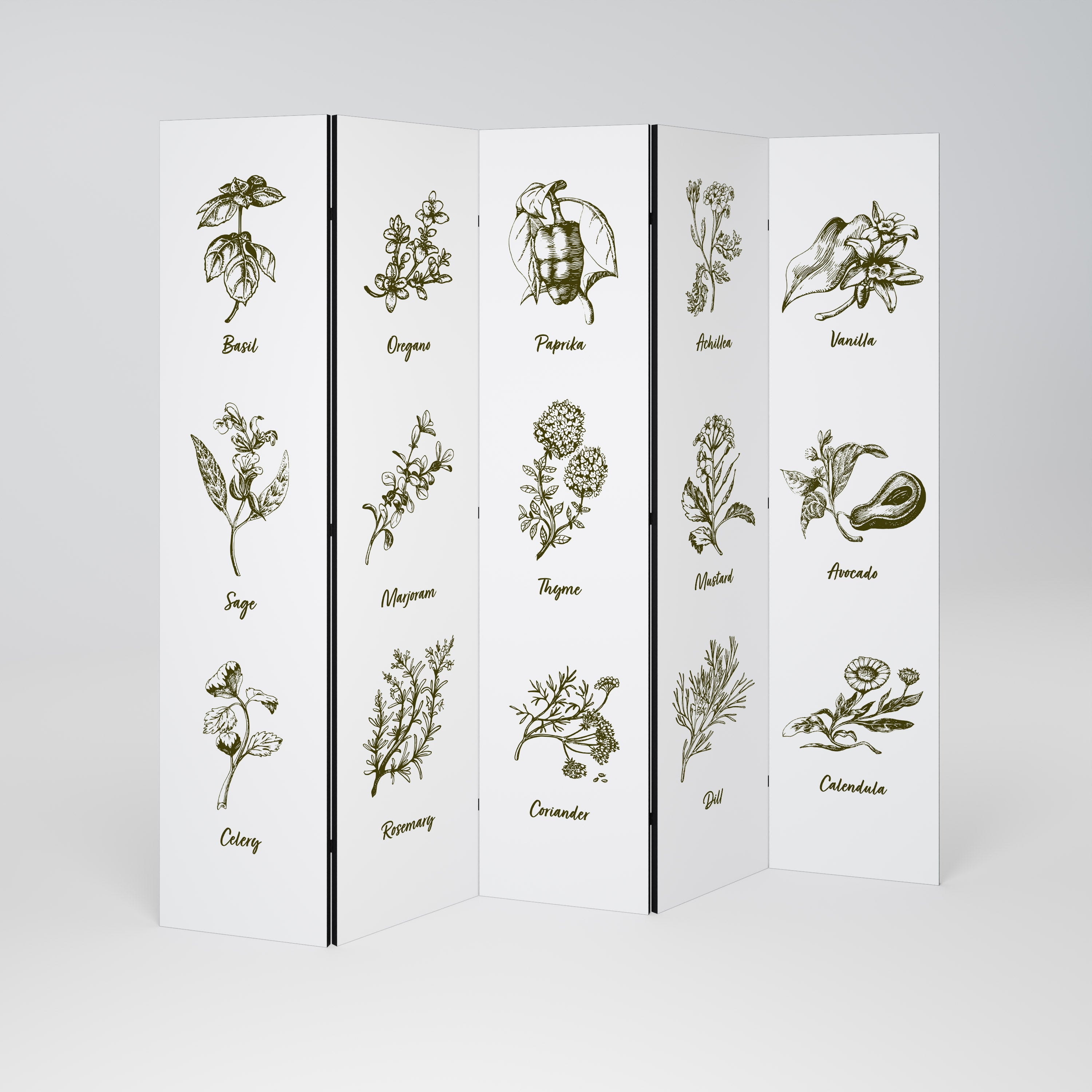 HERBAL FINESSE - ENG Dekoracyjny parawan 5-skrzydłowy