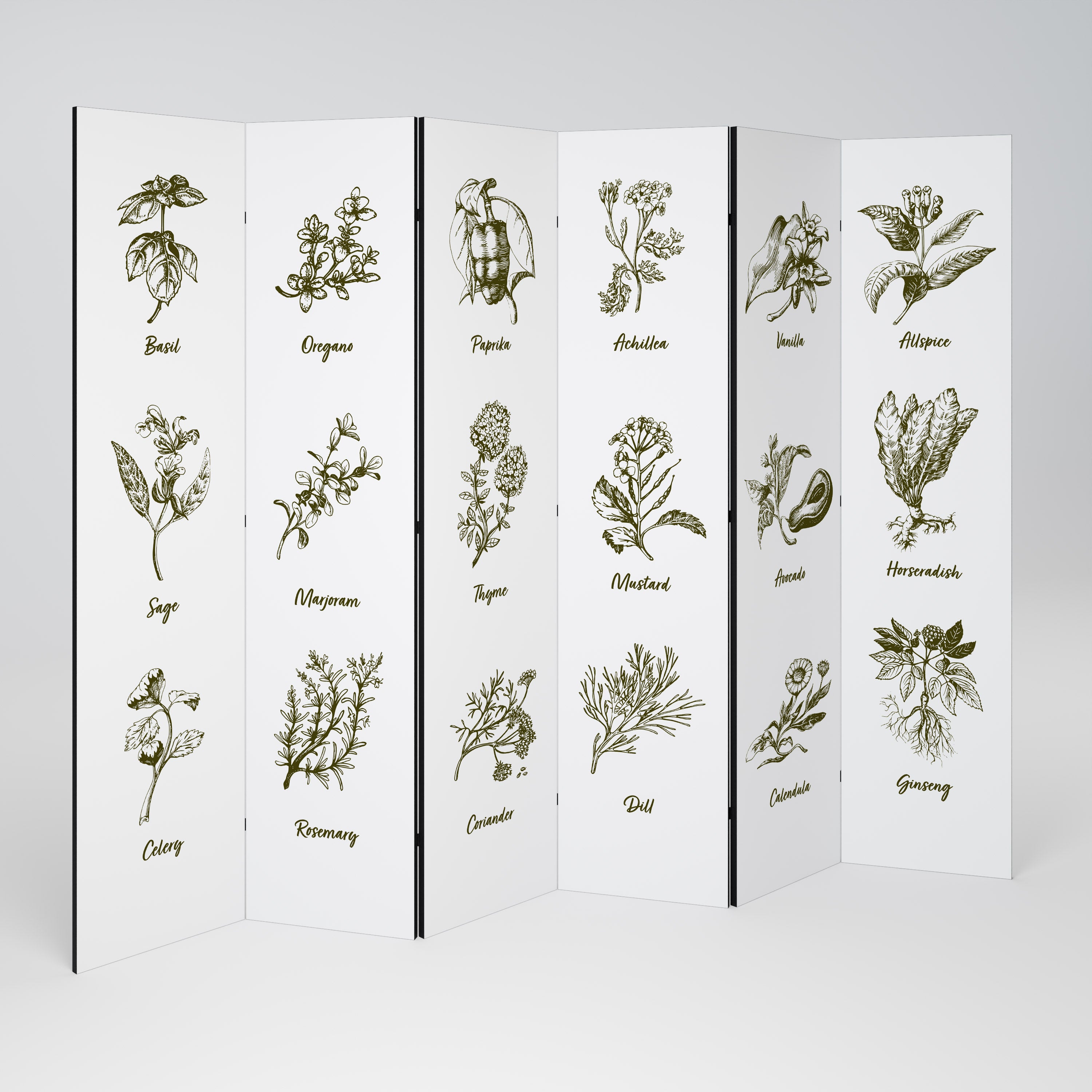 HERBAL FINESSE - ENG Dekoracyjny parawan 6-skrzydłowy