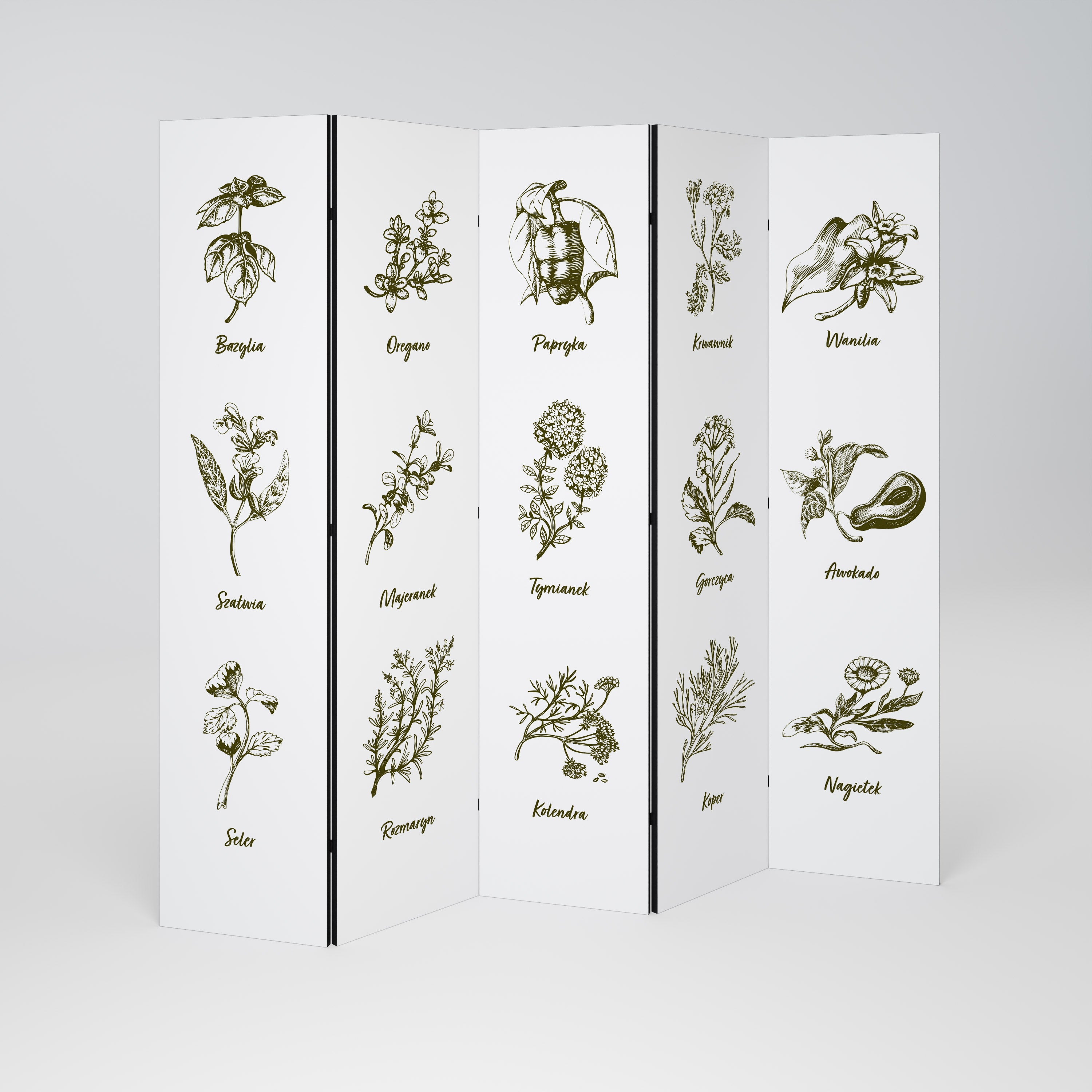 WHISPERS OF WILD HERBS Dekoracyjny parawan 5-skrzydłowy