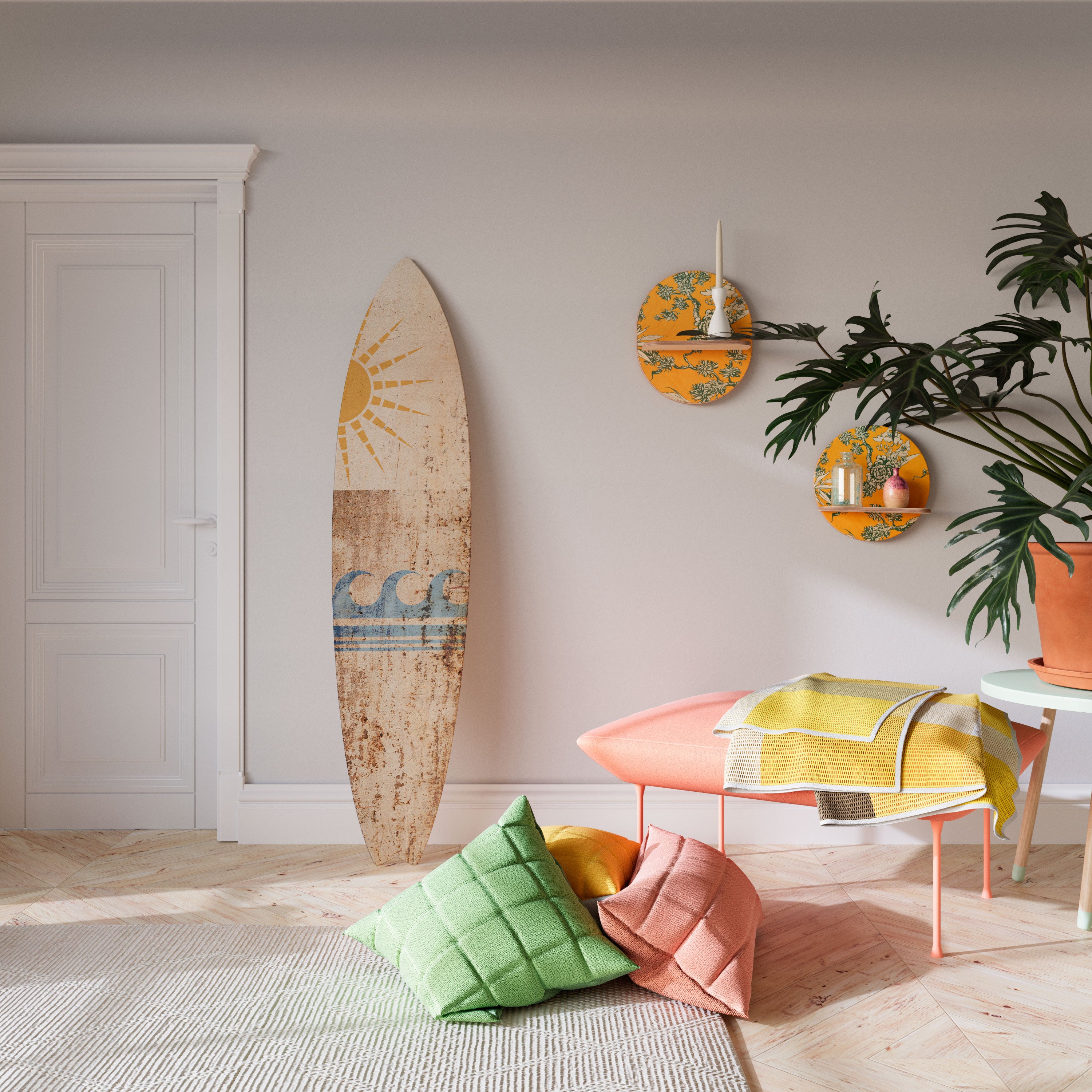 SUN-KISSED WAVES Dekoracyjna deska surfingowa