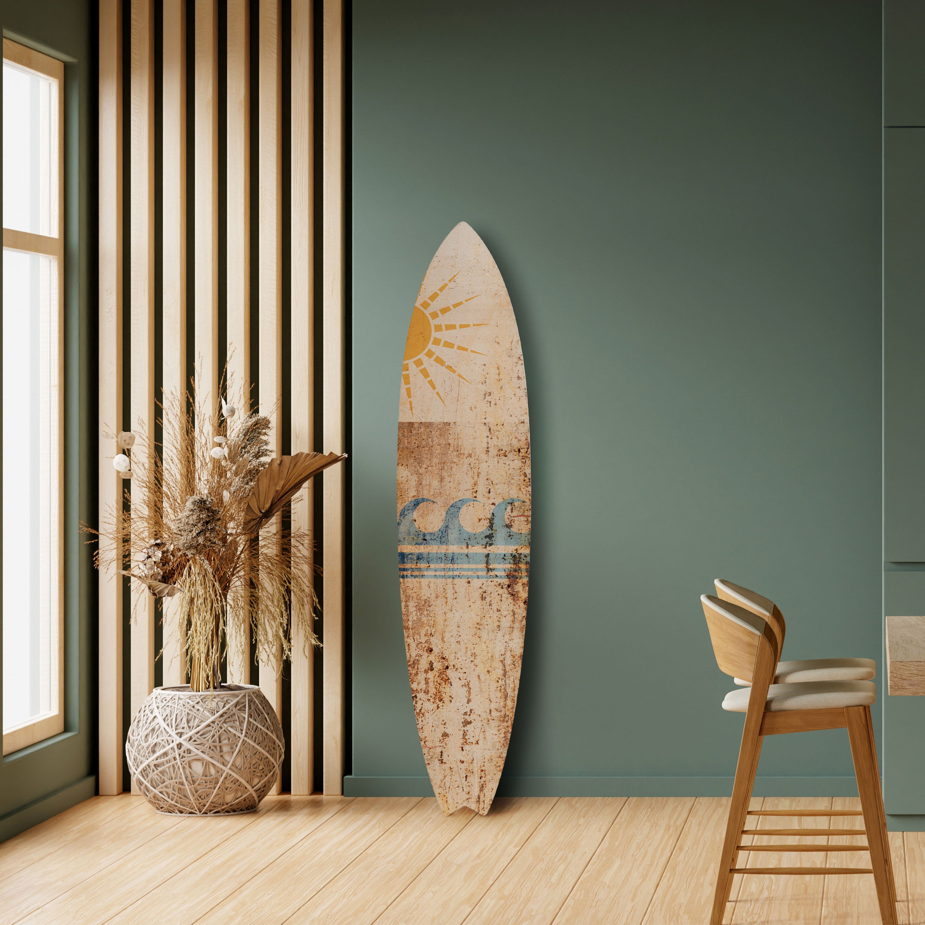 SUN-KISSED WAVES Dekoracyjna deska surfingowa