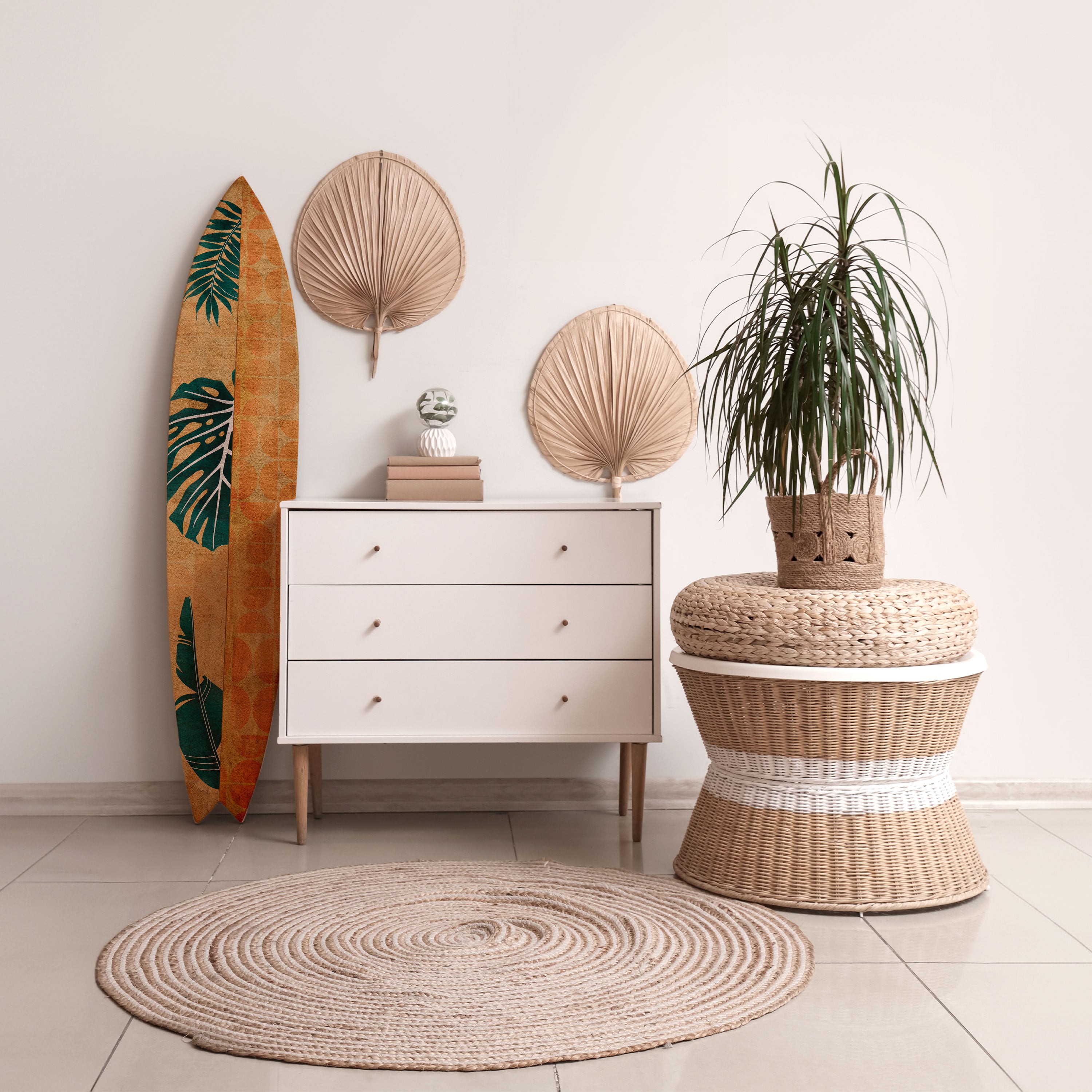 PALM LEAF SURFBOARD Dekoracyjna deska surfingowa