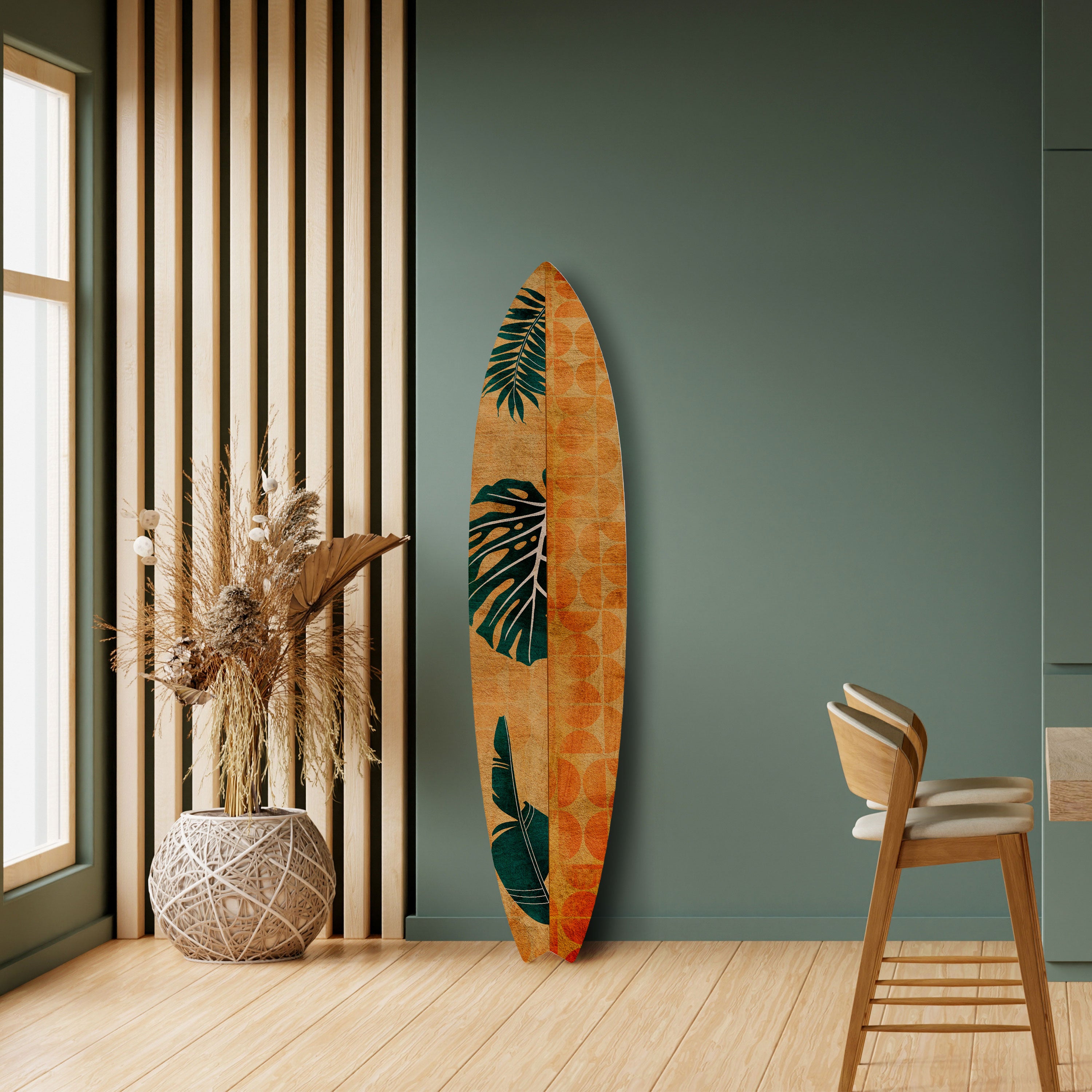 PALM LEAF SURFBOARD Dekoracyjna deska surfingowa