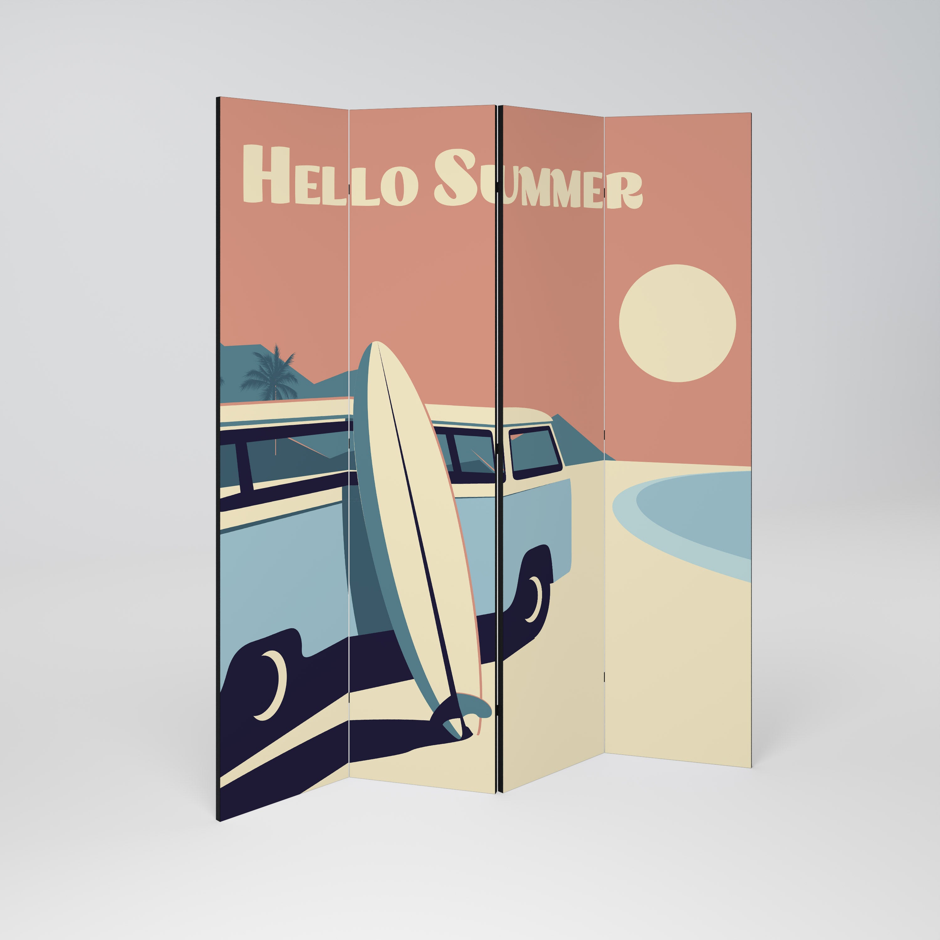 HELLO SUMMER Dekoracyjny parawan 4-skrzydłowy