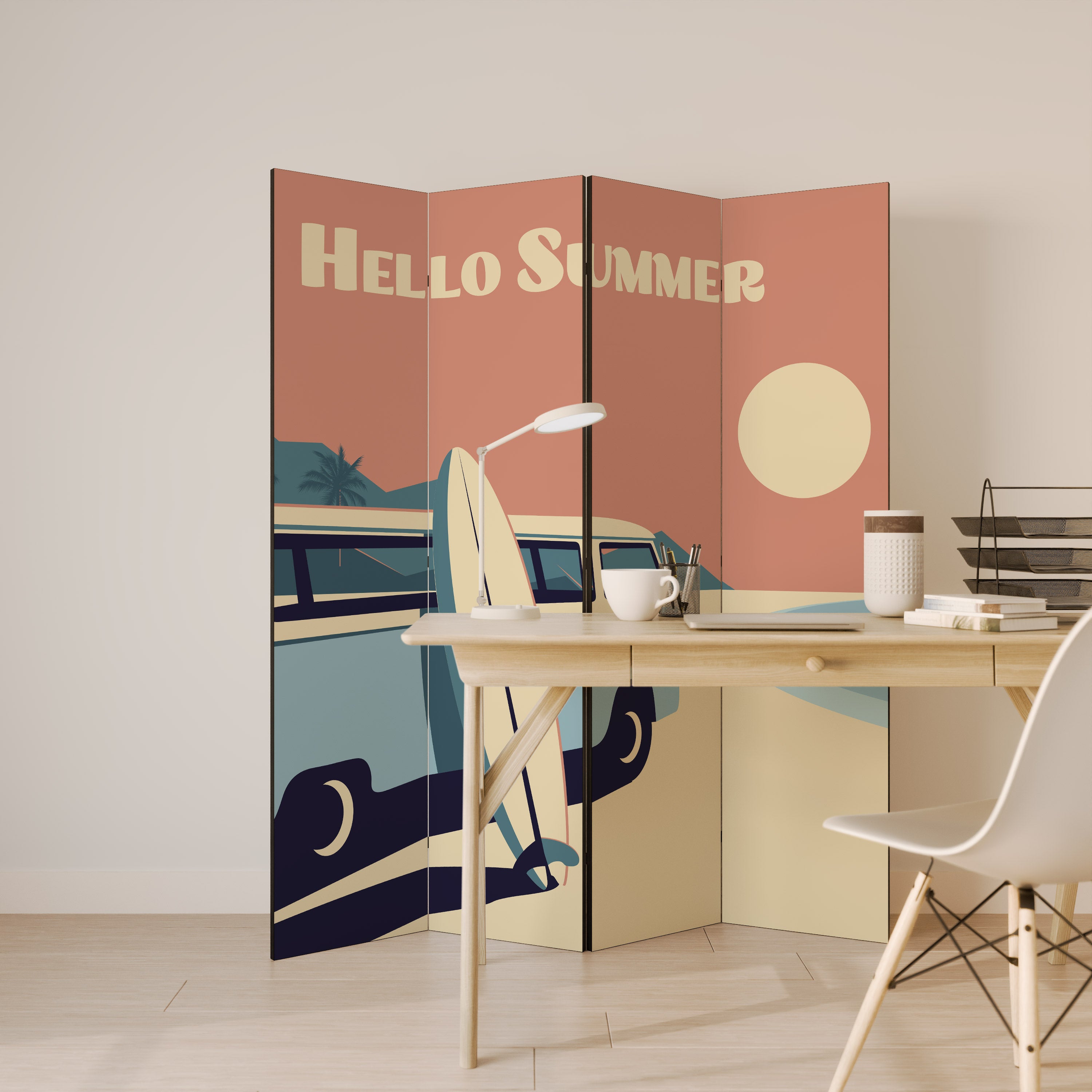 HELLO SUMMER Dekoracyjny parawan 4-skrzydłowy