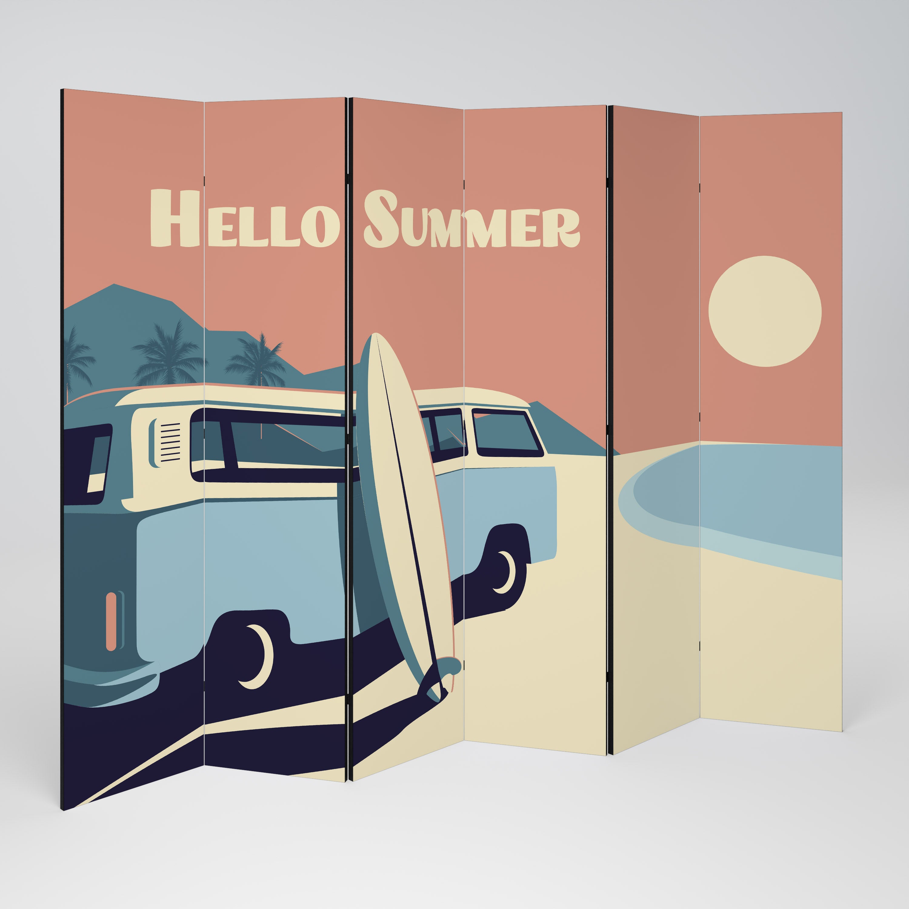 HELLO SUMMER Dekoracyjny parawan 6-skrzydłowy