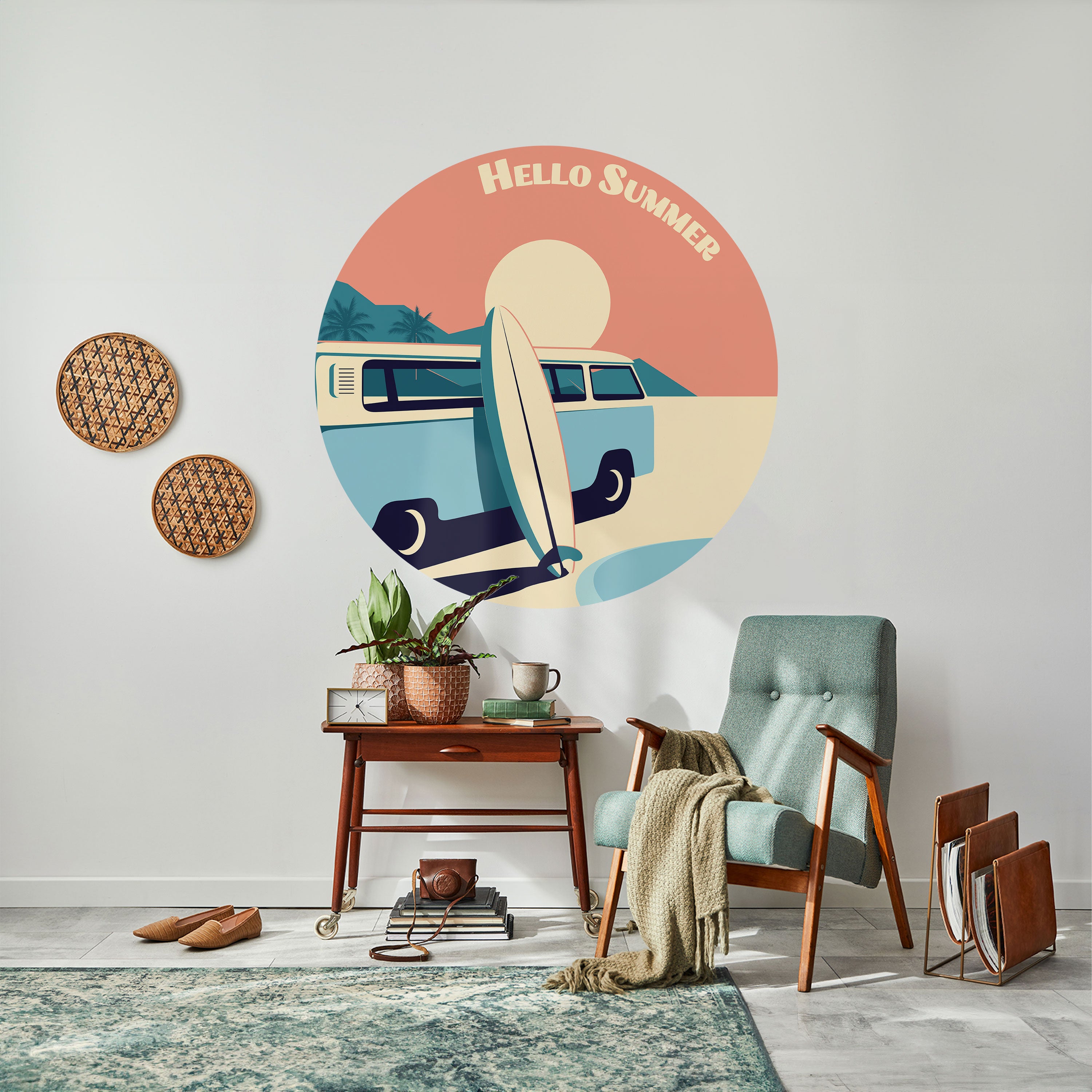 HELLO SUMMER Naklejka okrągła