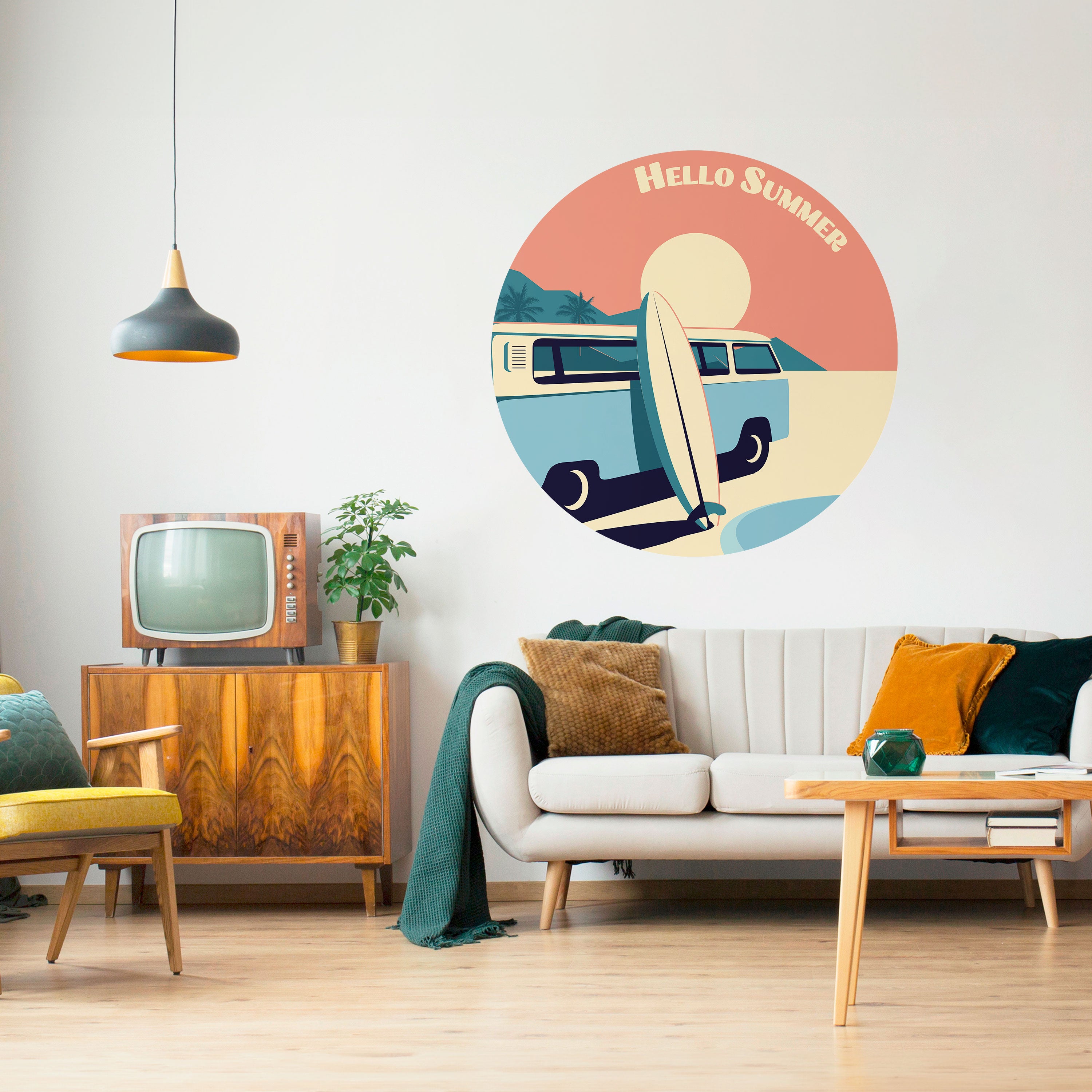 HELLO SUMMER Naklejka okrągła