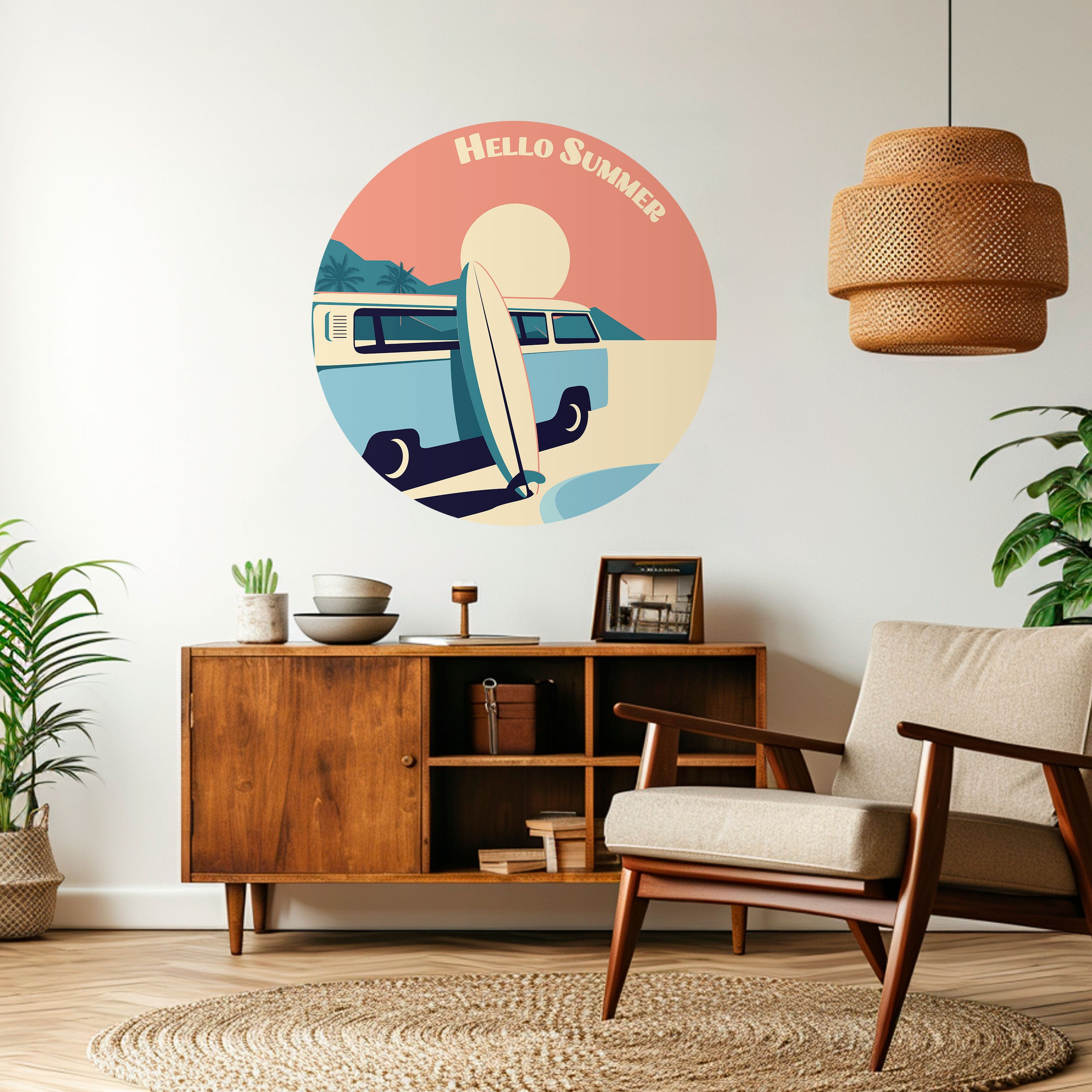 HELLO SUMMER Naklejka okrągła