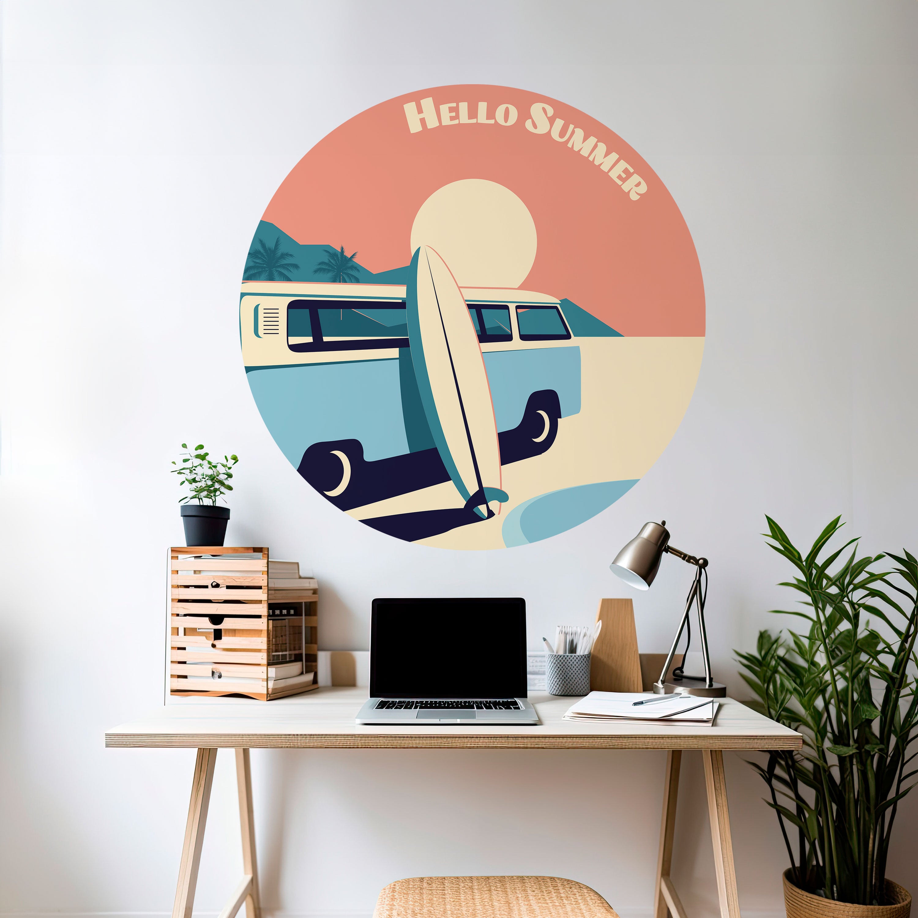 HELLO SUMMER Naklejka okrągła