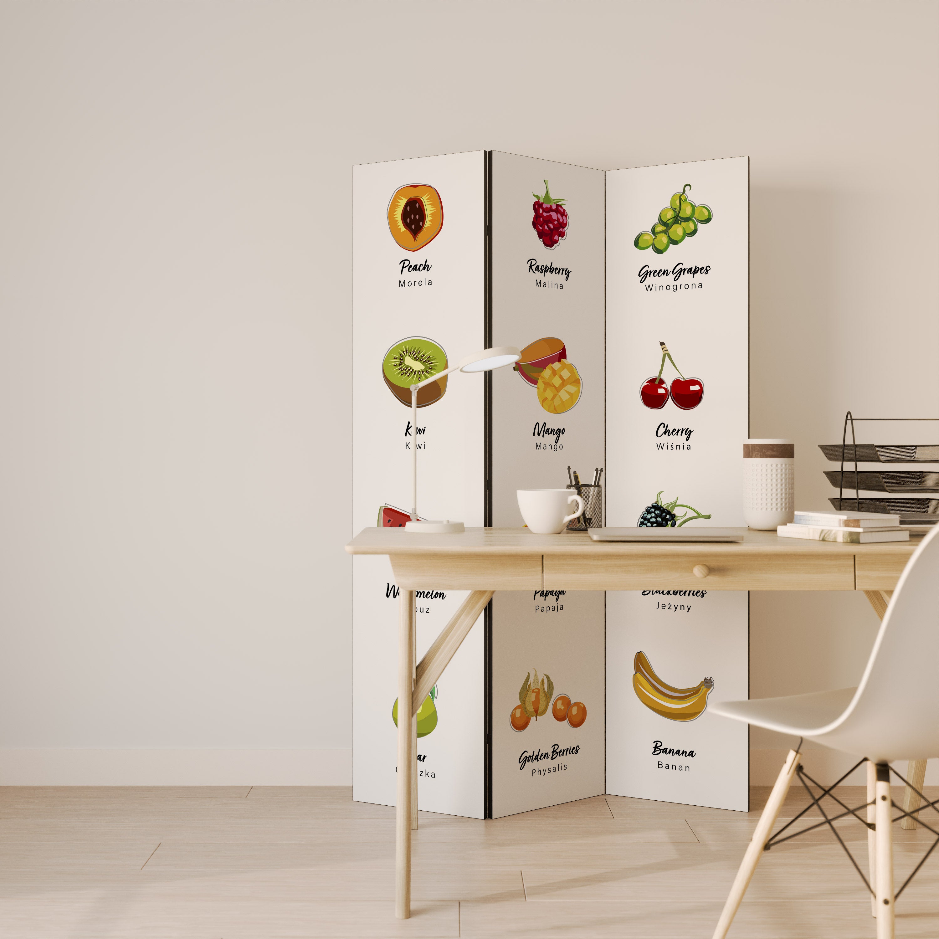 FRUIT LESSON Dekoracyjny parawan 3-skrzydłowy